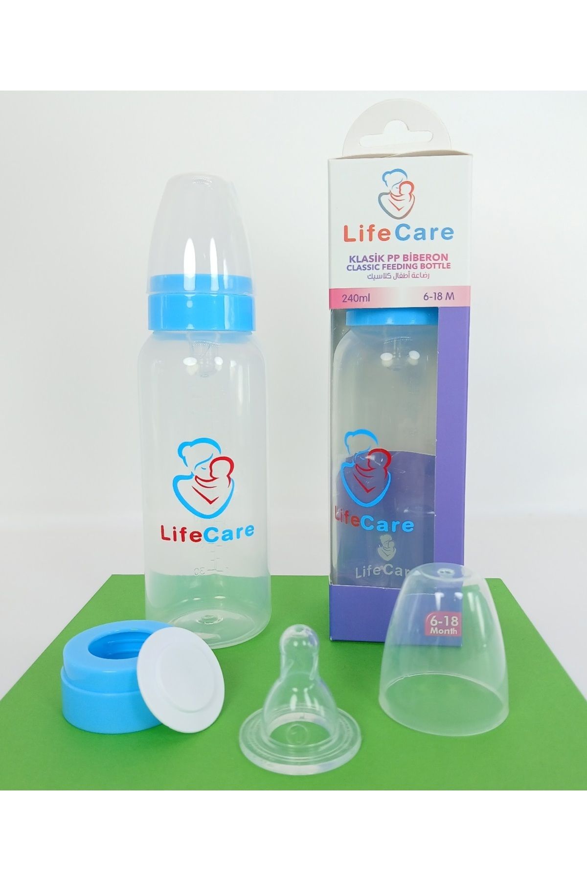 Life Care PP Biberon 240ml mavi