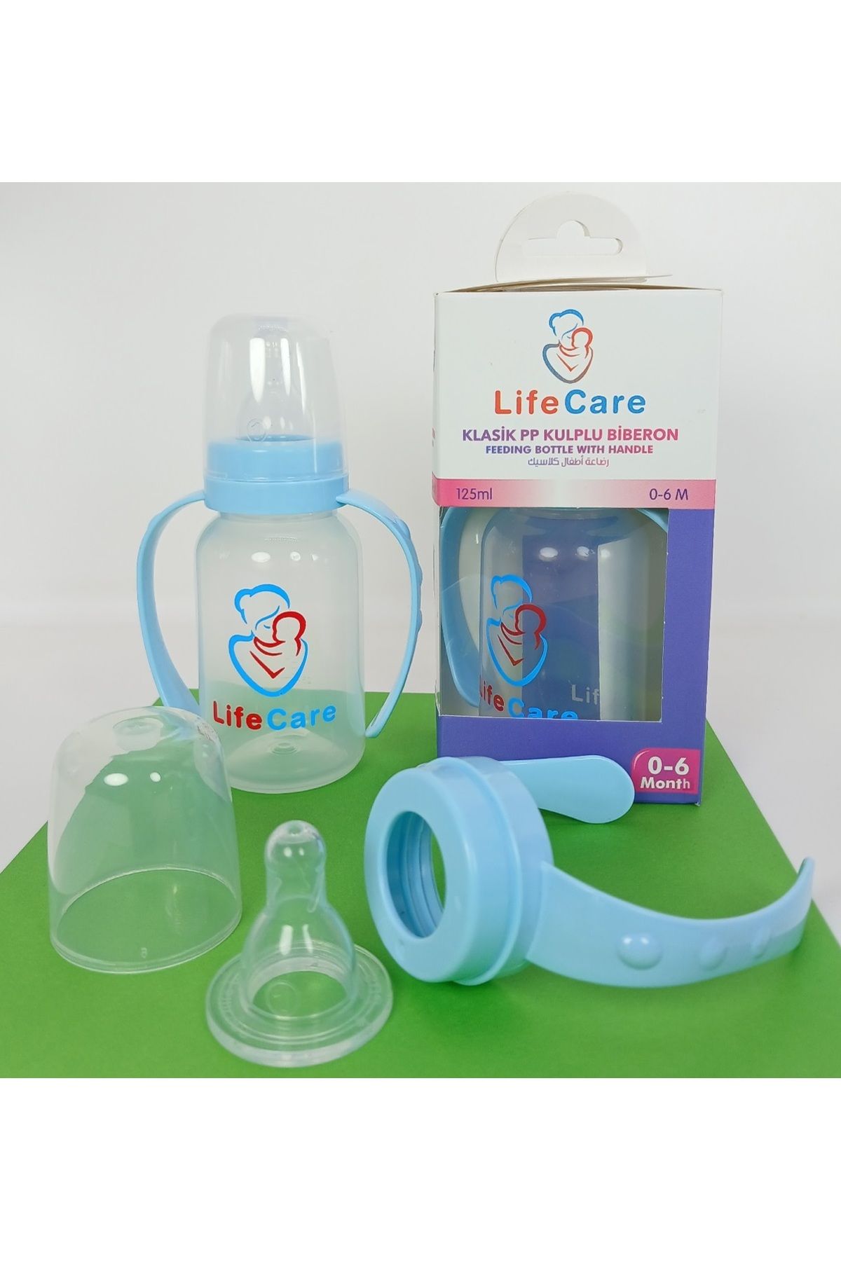 Life Care Kulplu PP Biberon 125ml mavi