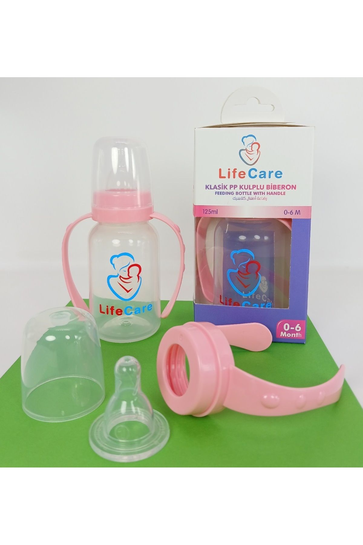 Life Care Kulplu PP Biberon 125ml pembe