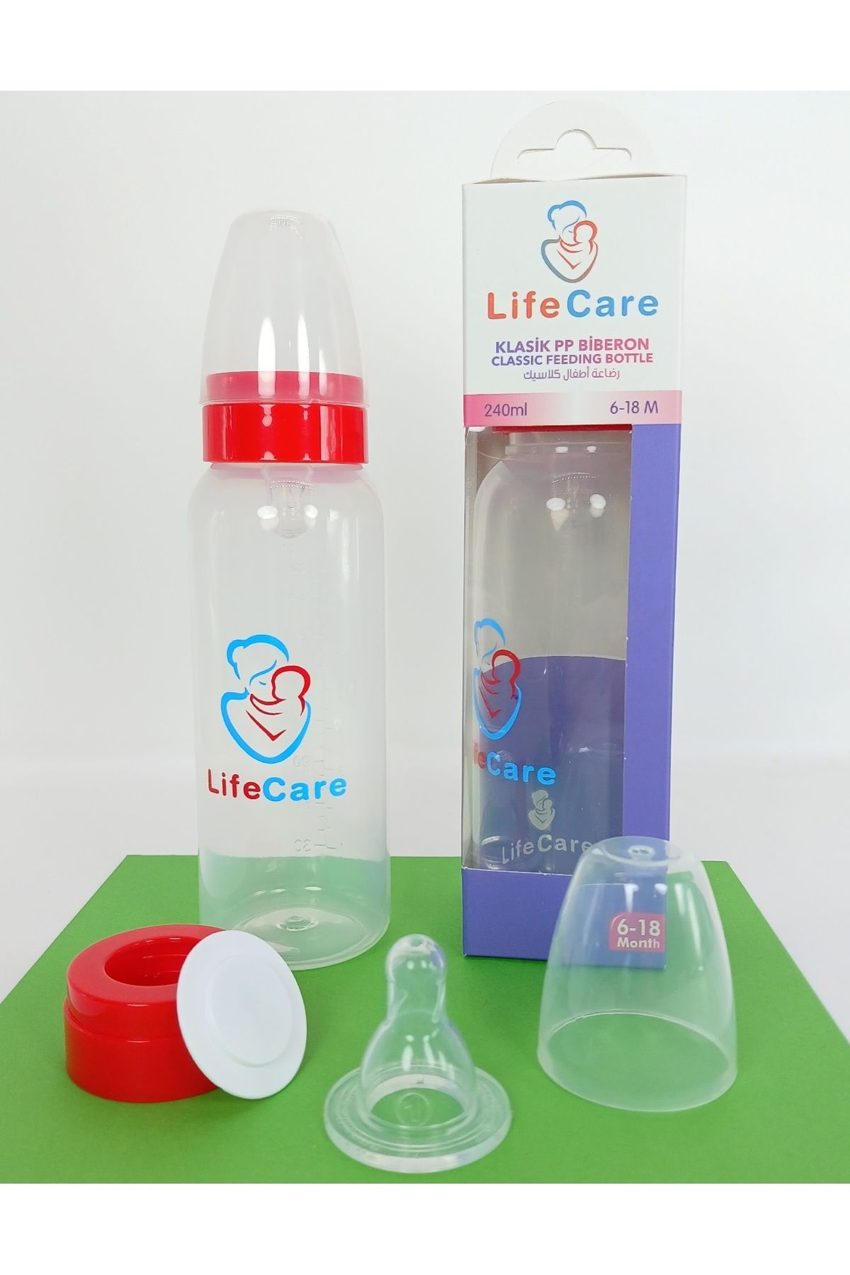 Life Care PP Biberon 240ml kırmızı