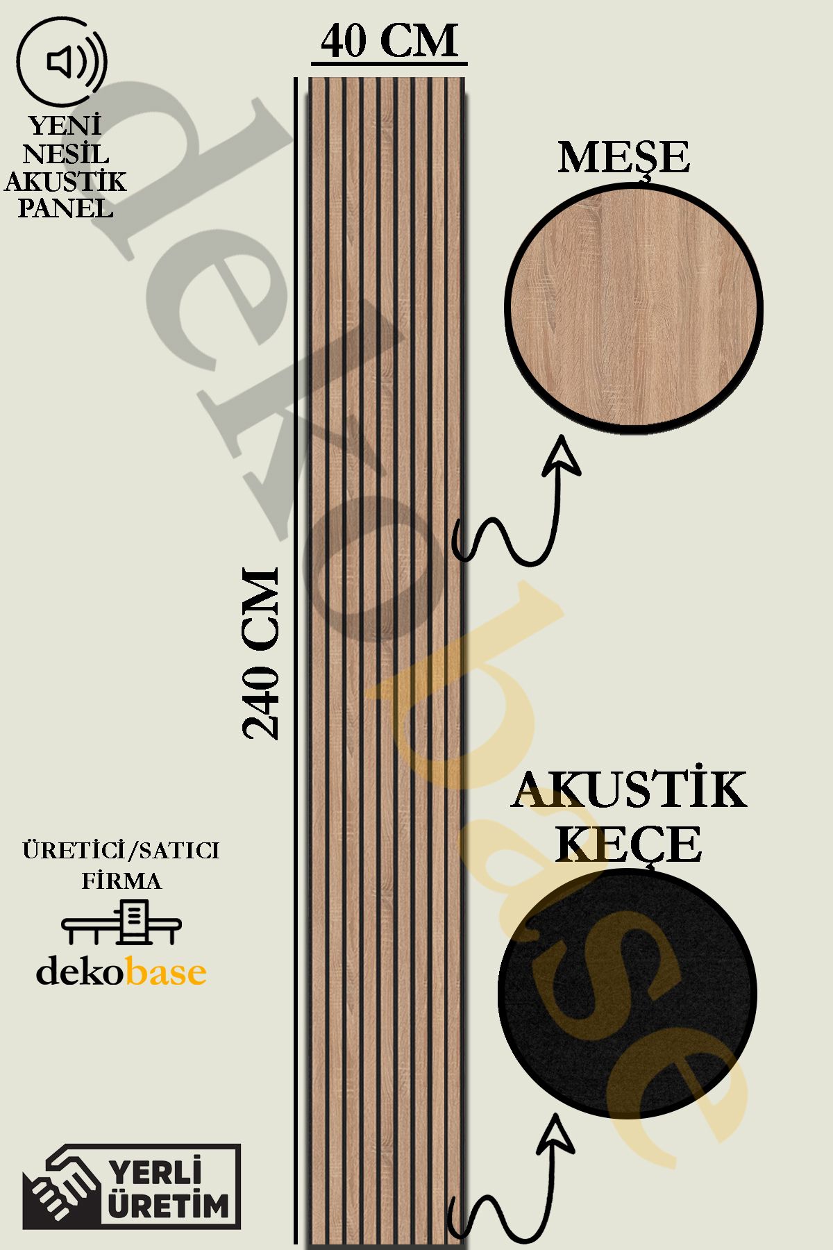 dekobase Meşe Renk 40x240cm Yeni Nesil Akustik Duvar Paneli