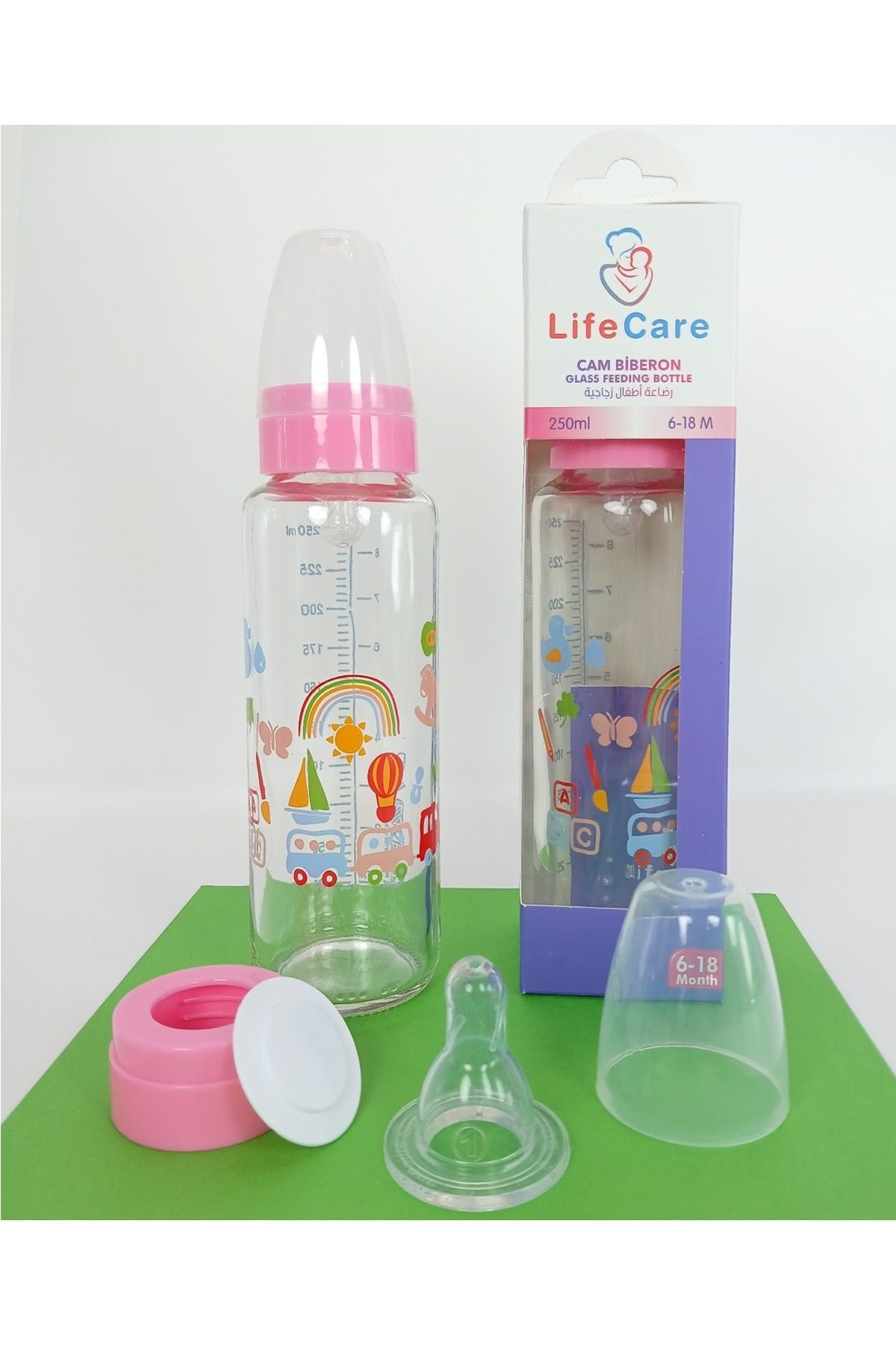 Life Care Cam Biberon 250ml pembe