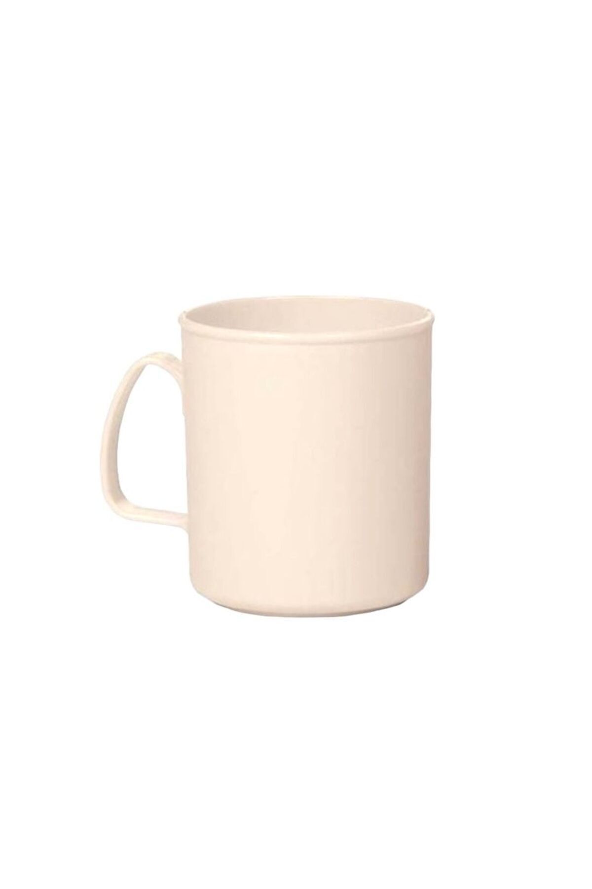HOLLYHOME Plastik Kulplu Kupa Bardak Plastik Su, Meşrubat Bardağı 300ml 8,5(h)x7,5cm Krem