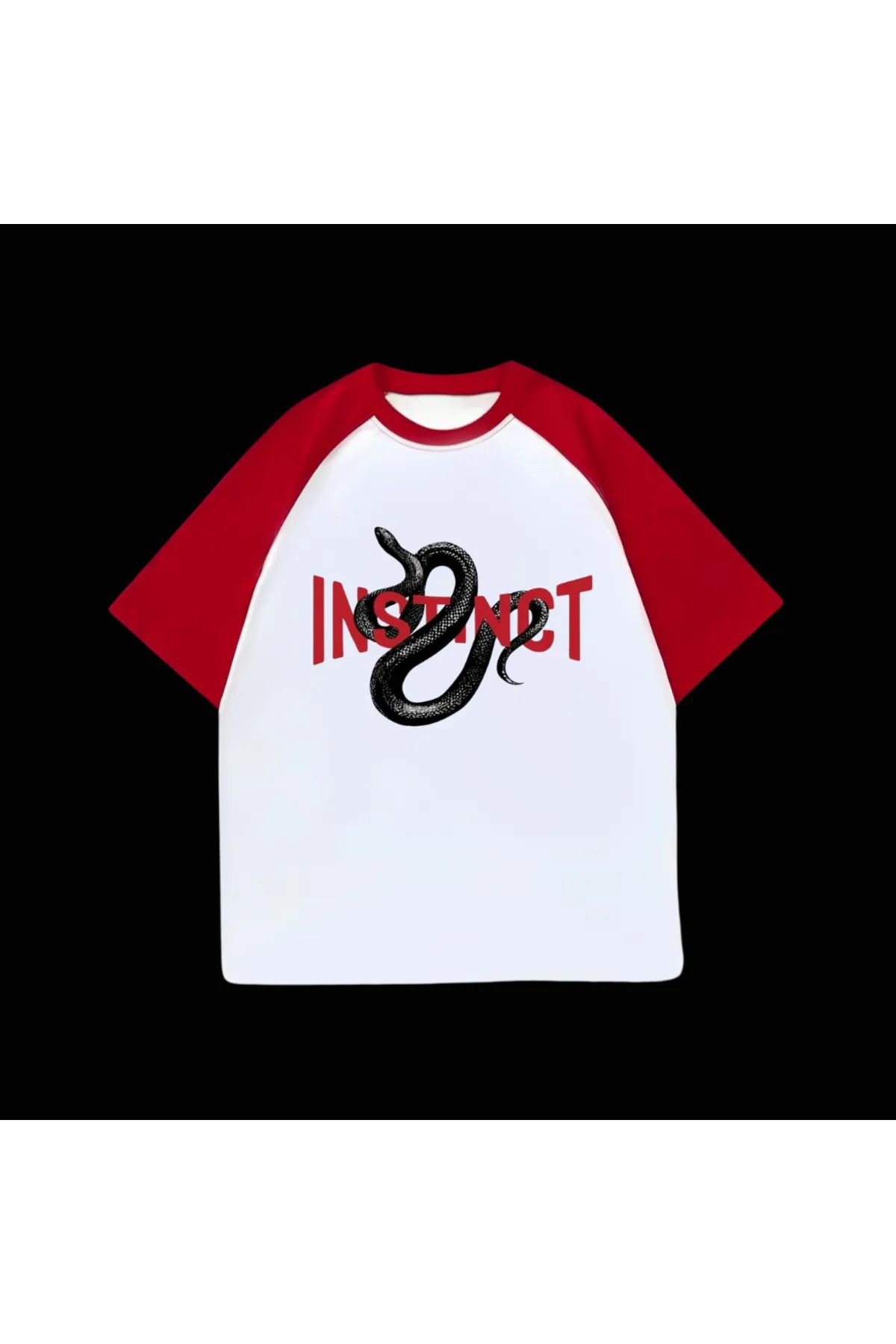 Gofeel Beyaz Unisex Kırmızı Reglan Instinct Snake T-Shirt