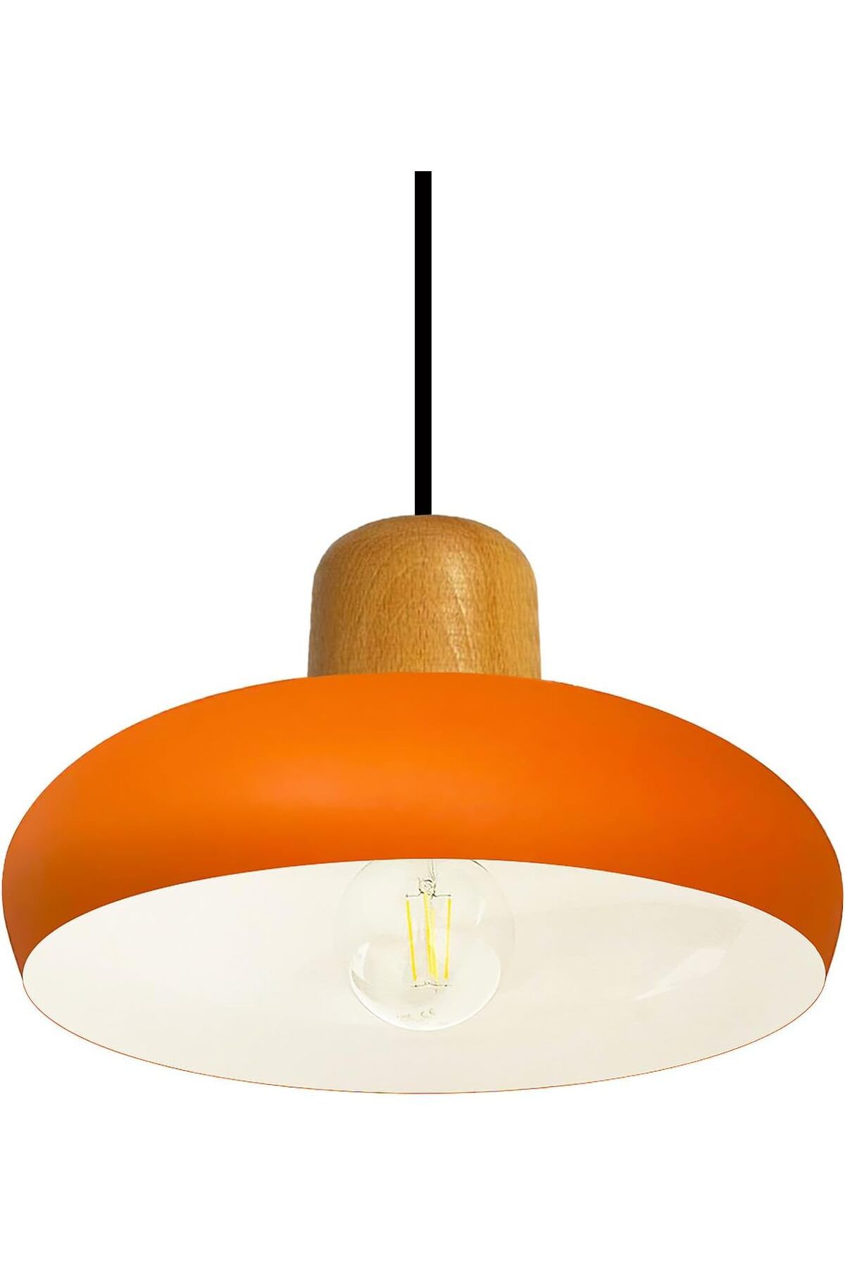 Bamyum-Androa-Holz Hängelampe Esstisch Orange Metall Ø40 cm, Pendelleuchte Esstisch 1