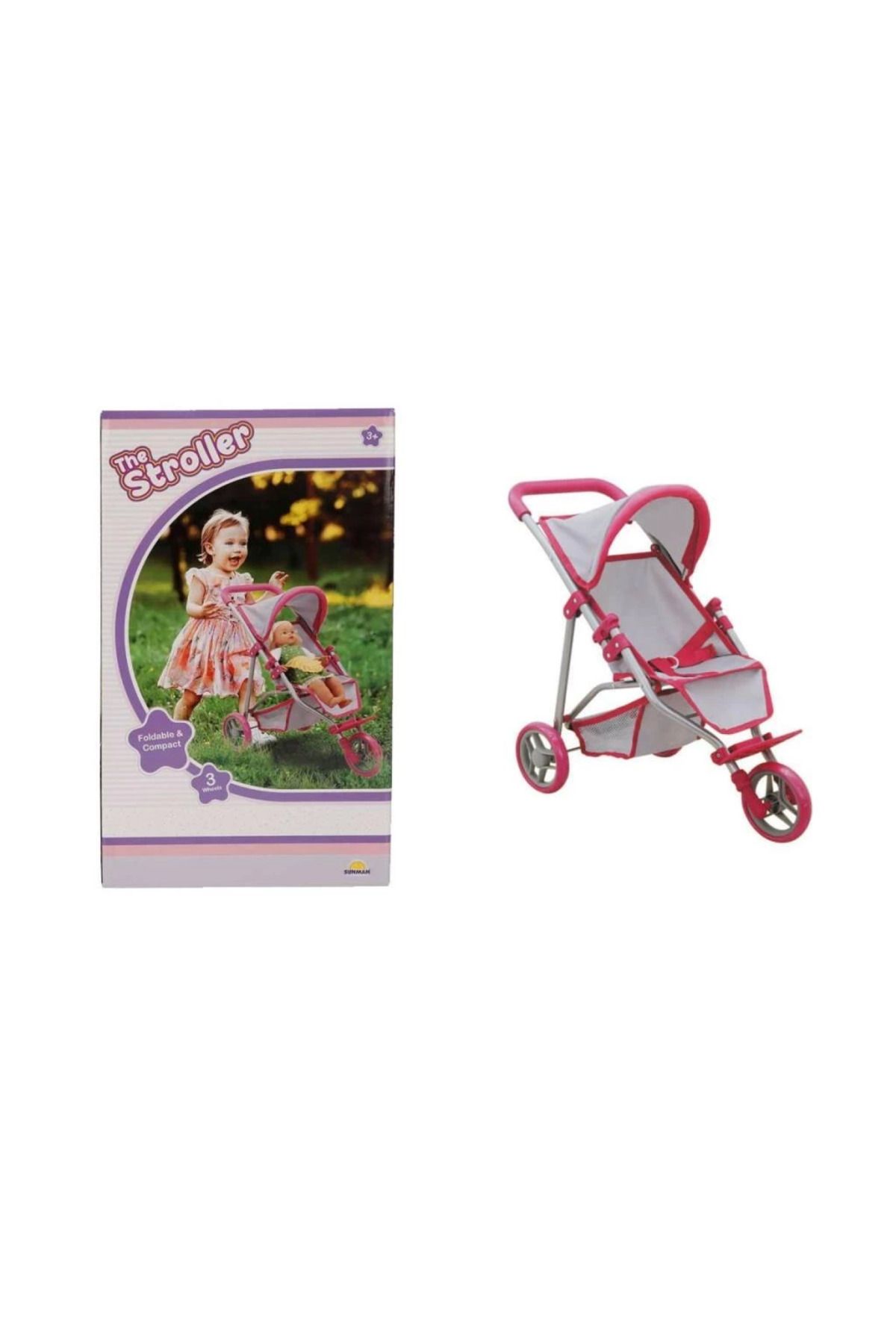 Sunman Nessiworld 9614 3 Tekerlekli Pembe Gri Puset -