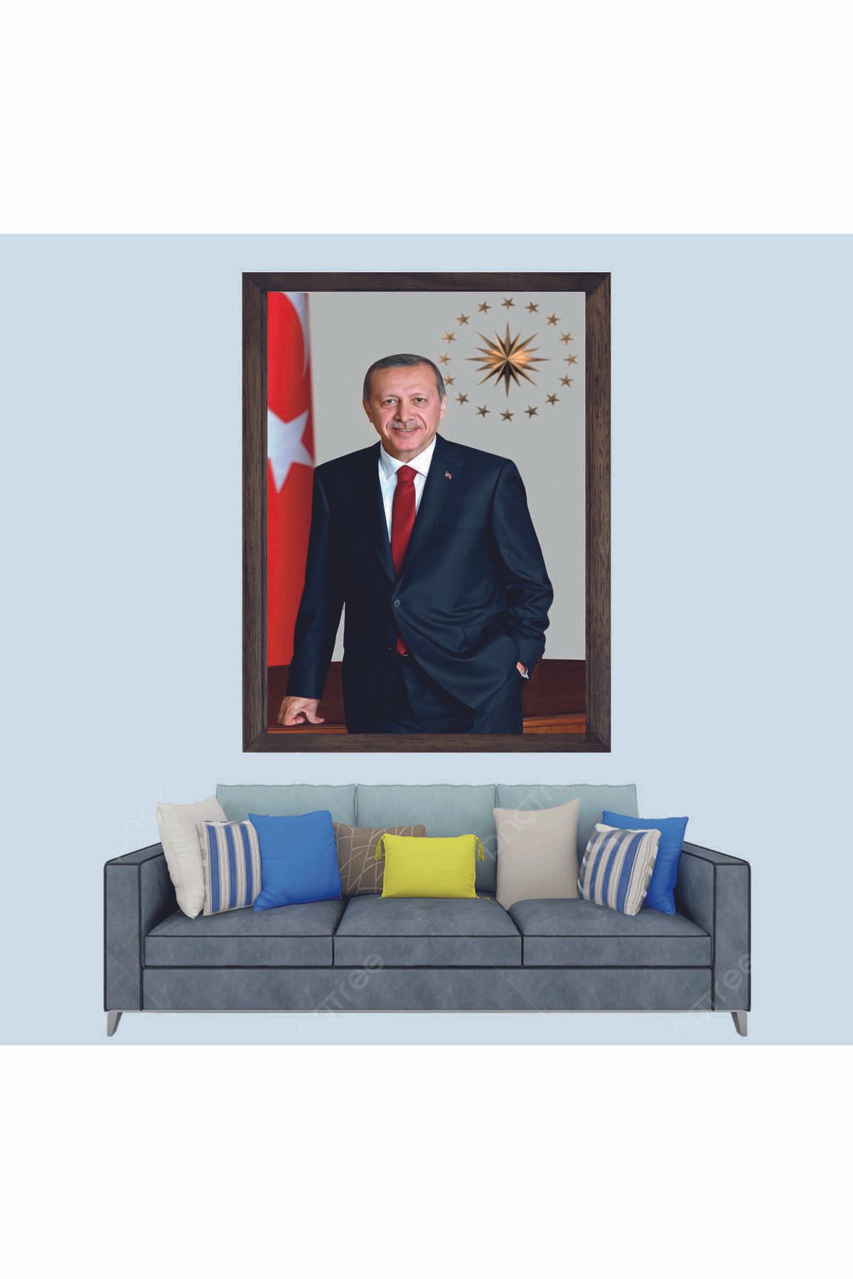 Lioncraft Cumhurbaşkanımız Recep Tayyip Erdoğan, Çerçeveli Cam Duvar Tablosu 30x45 Cm Sp3