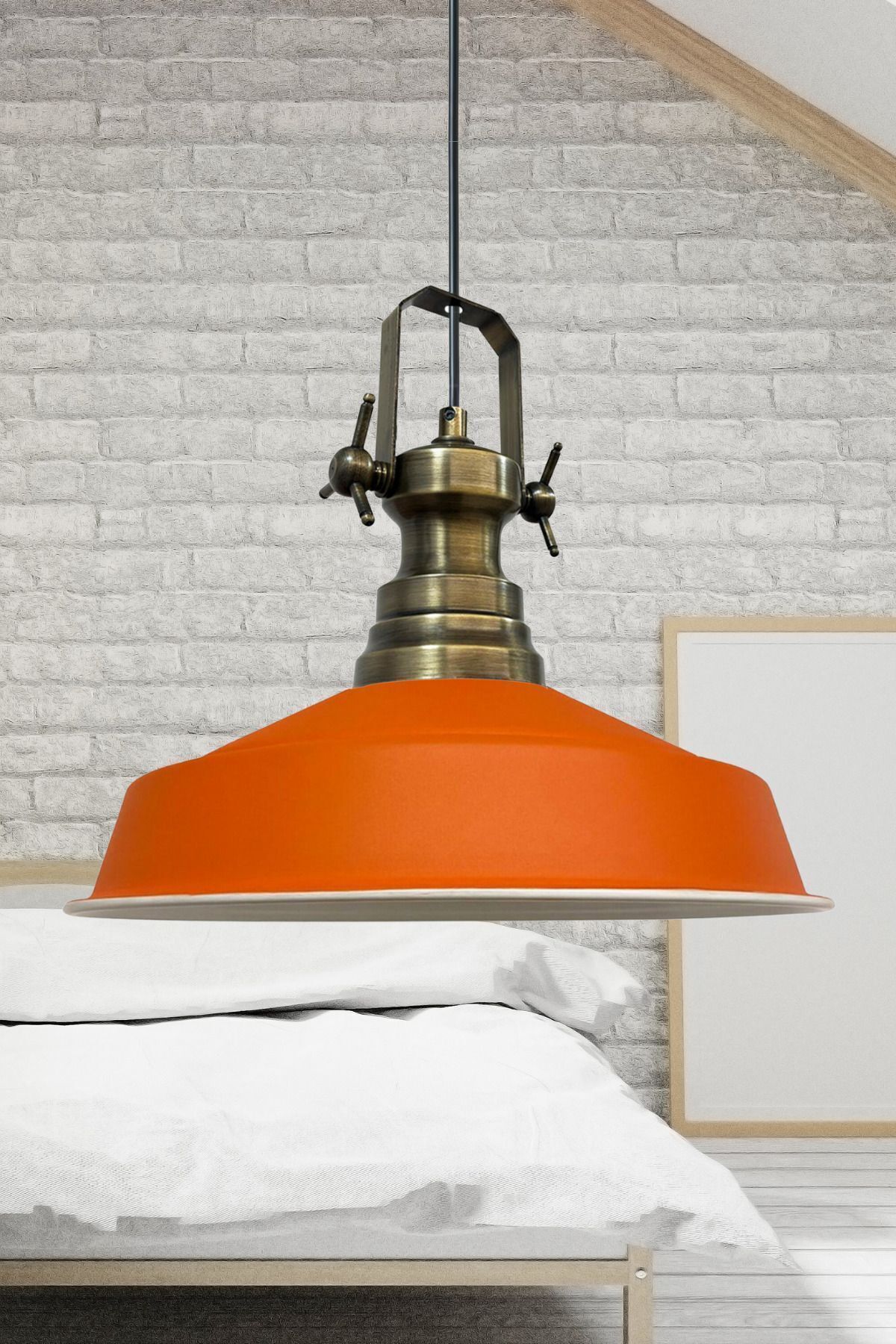 Bamyum-Neo-Asletl Industrial Vintage Hängelampe 40 cm, Orange Metall Pendelleuchte 2
