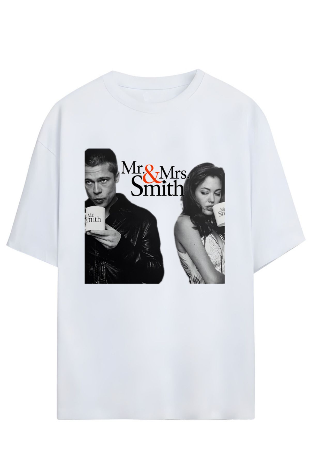 MAGORS MR. AND MRS. SMITH PITT & JOLIE TASARIMLI YÜKSEK BASKI KALİTELİ UNISEX YENİ SEZON OVERSIZE  T-SHIRT