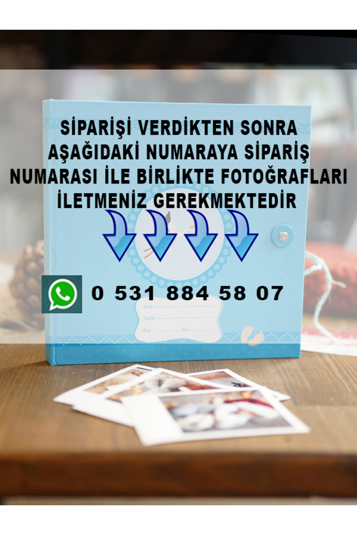 hediyelik Baskılar BEBEK ANI ALBÜMÜ 24 ADET POLO KART  FOTOĞRAF BASKILI BEYAZ JEL KALEM HEDİYELİ fotoğrafı 3 (önizleme)