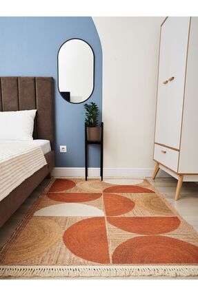 kilim home Cotton 3620 Jüt Kiremit Renginde Boho Stil Natural Pamuklu Dokuma ...