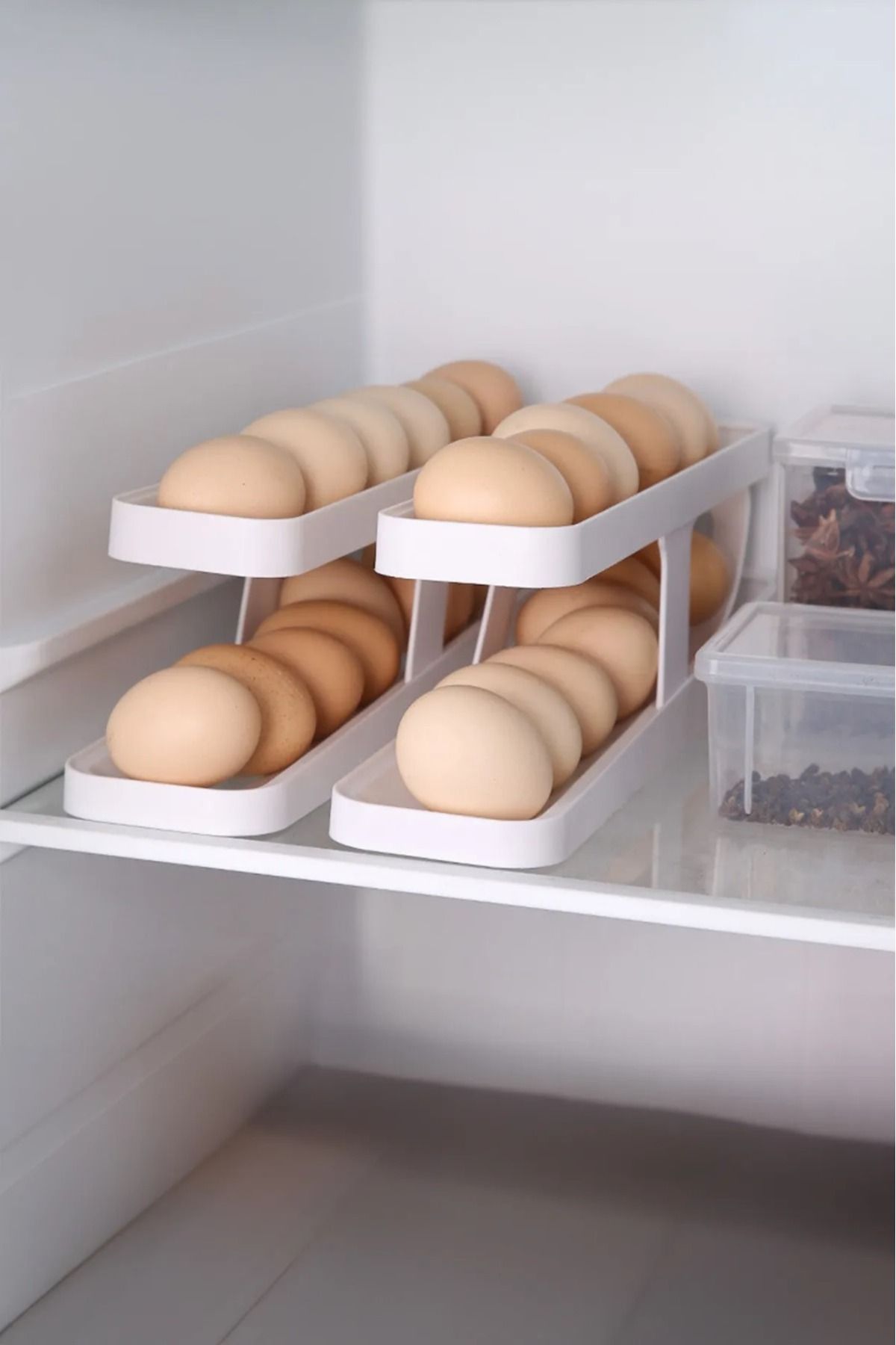 Bayev-Roll Set of 2 2 Layers Egg Storage Container Refrigerator Egg Organizer 2