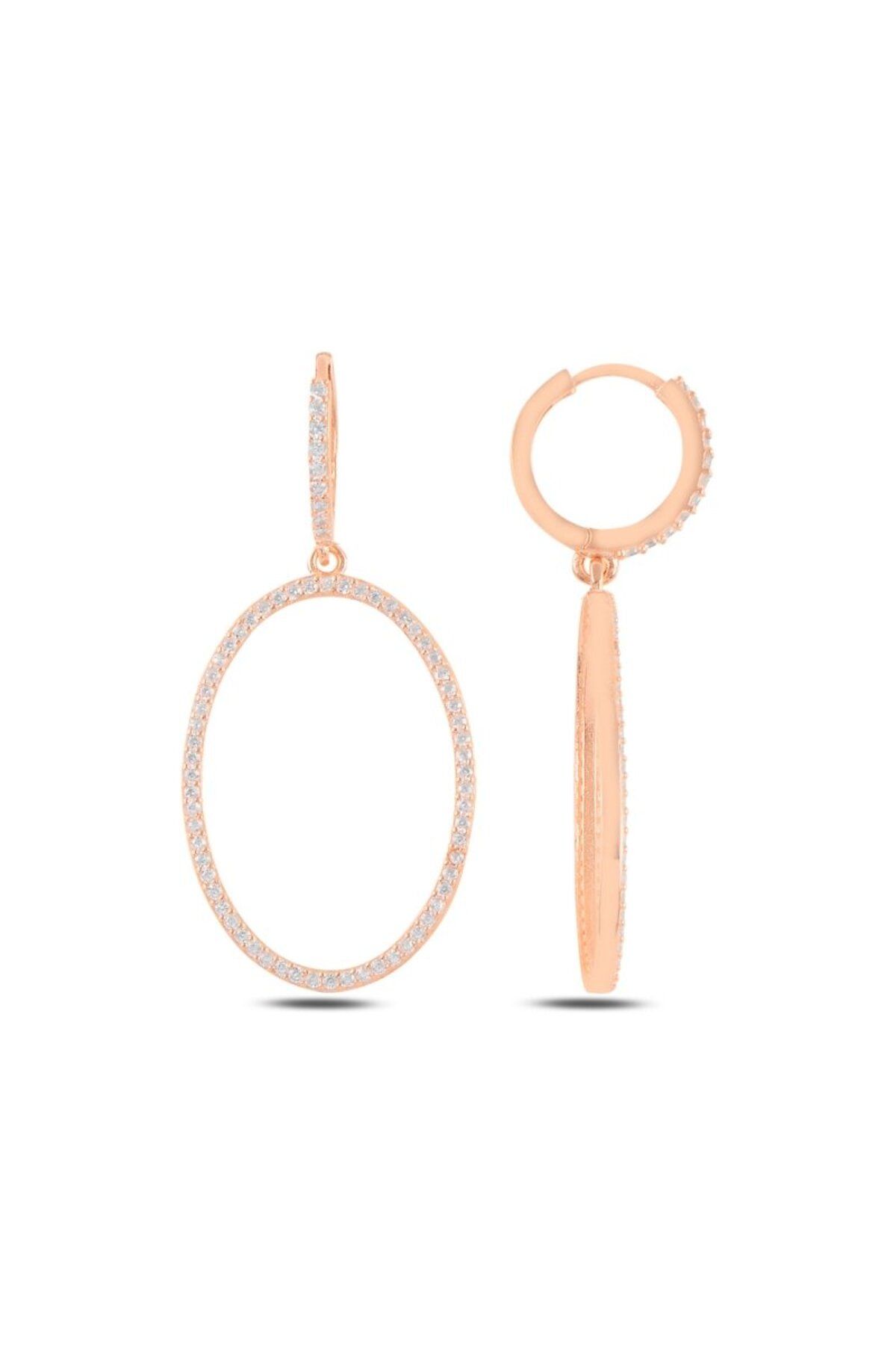 aserimo Oval Zirkon Taşlı Sallantılı Küpe