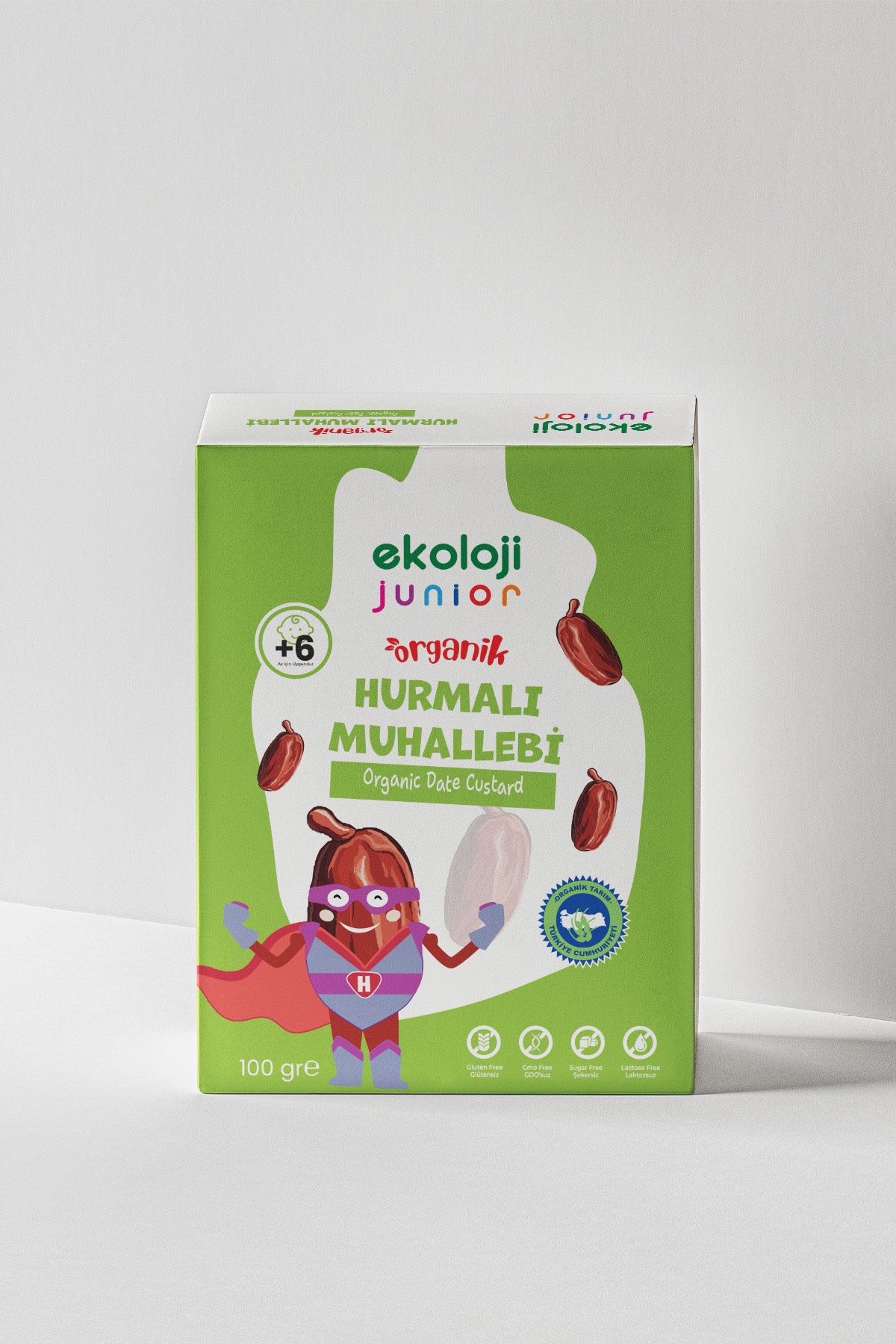 Ekoloji Junior Organik Glutensiz Bebek Muhallebi Hurmalı 100 Gr