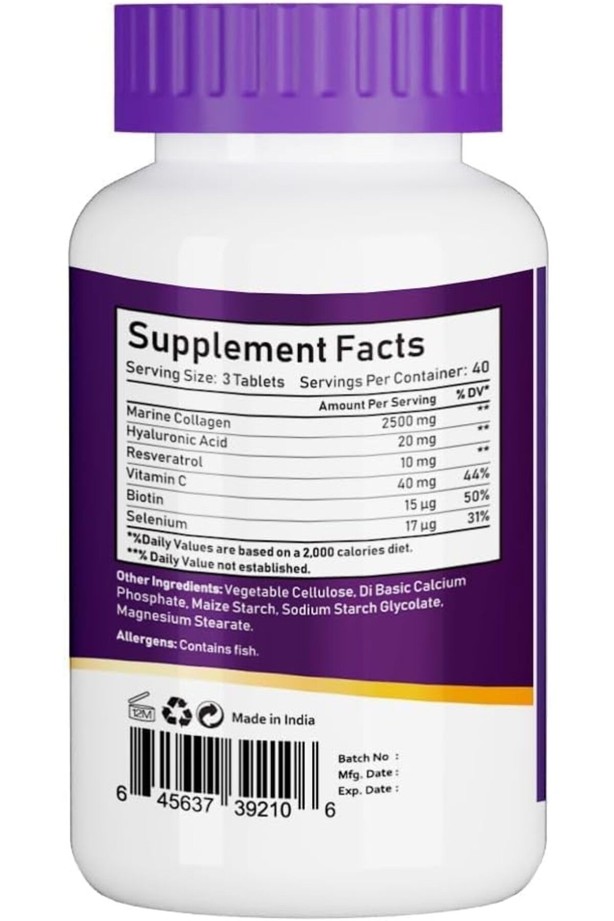 NBL Natural-Hydrolysed Marine Collagen 2500mg with Hyaluronic Acid, Biotin & Vitamin C, 120 Tablets 4