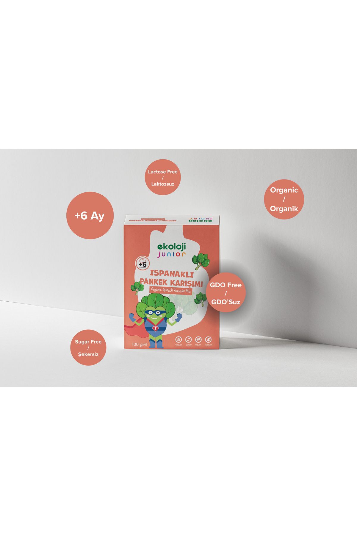 Ekoloji Junior Organik Glutensiz Bebek Pankek Karışımı Ispanaklı 100 Gr