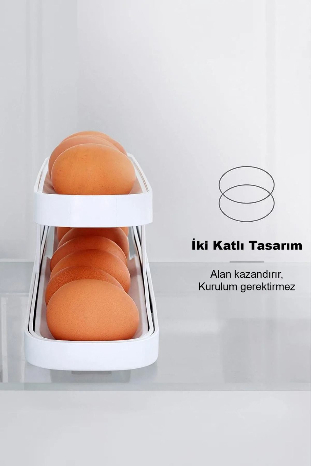 Bayev-Roll Set of 2 2 Layers Egg Storage Container Refrigerator Egg Organizer 4