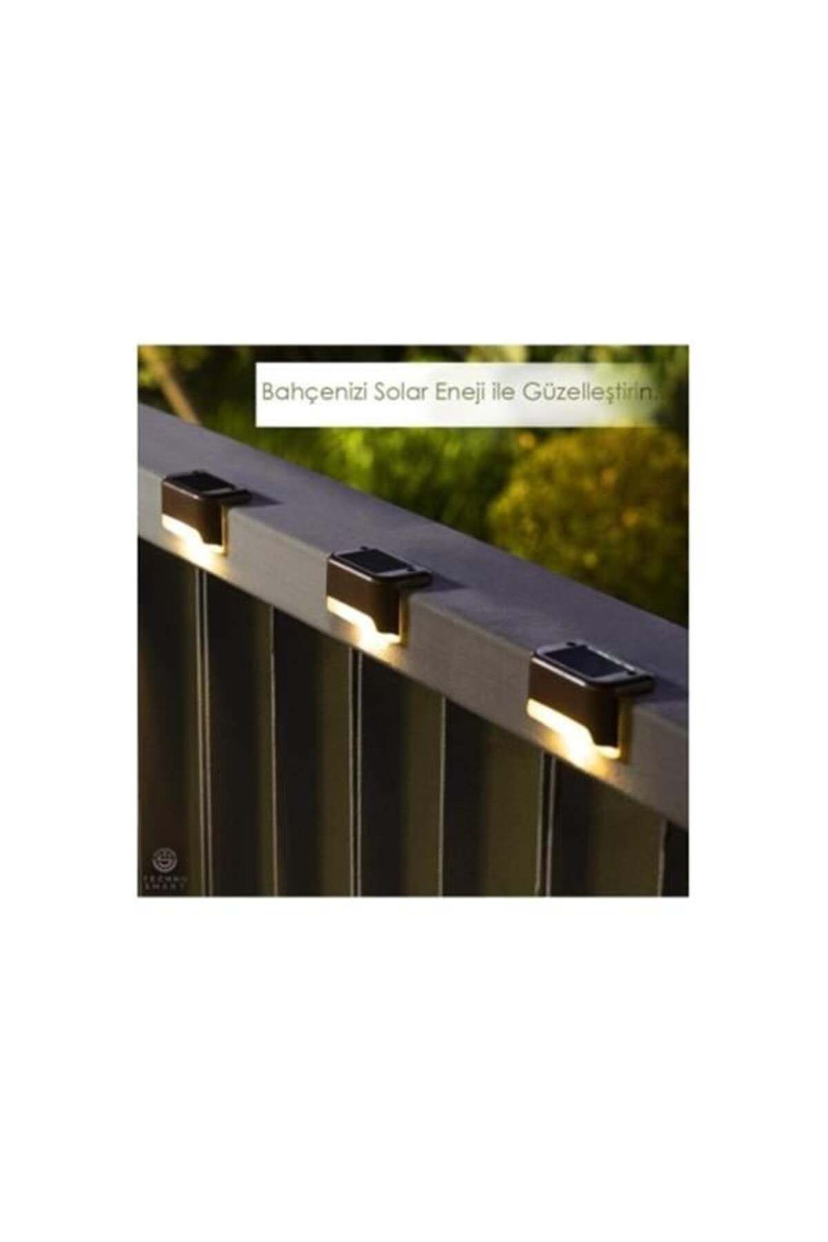 Mu Art Ahşap Waterproof Solar Merdiven Lambası 4 Adet