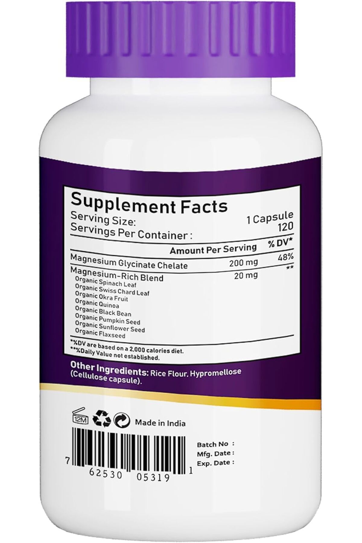 NBL Natural-Magnesium Glycinate Chelate 200mg, 120 Capsules 3