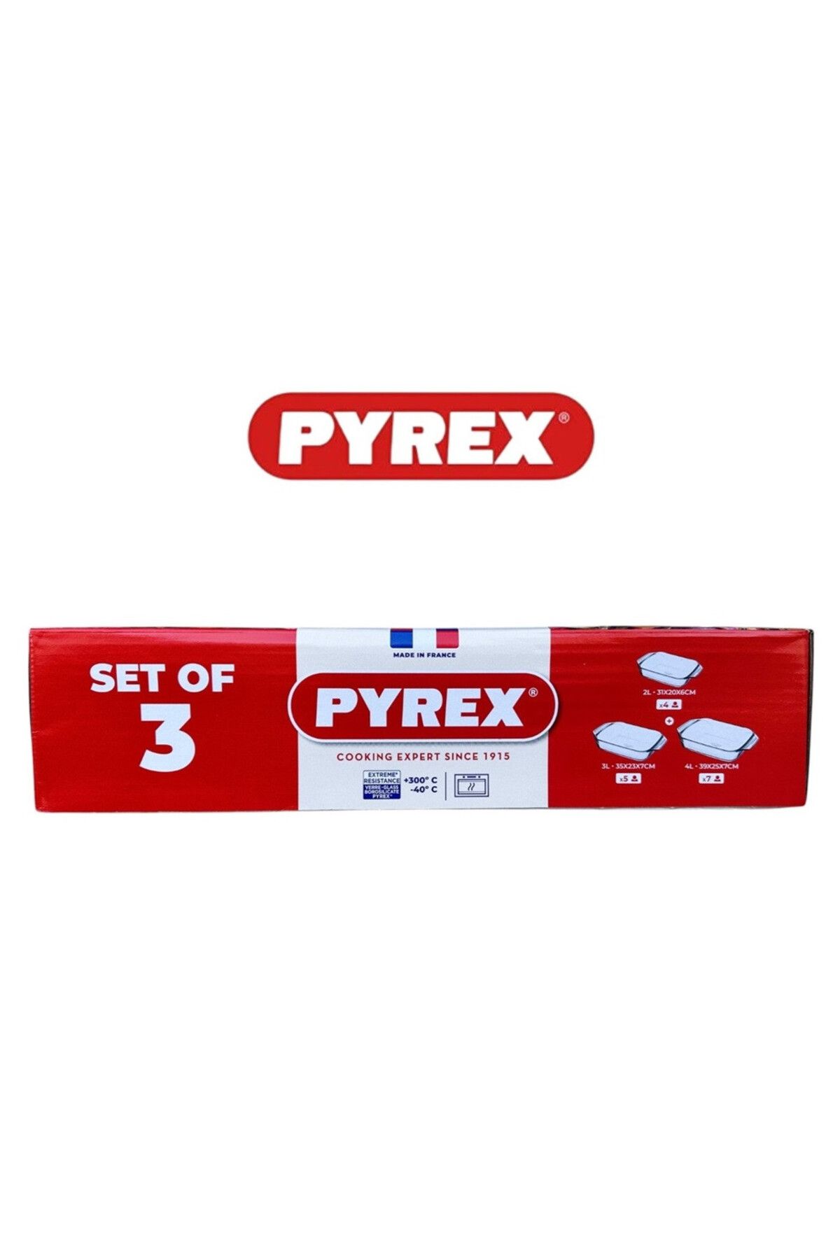 Pyrex-Rectangular Roaster Set of 3 (2.1L+2.9L+3.8L) - Oven, Microwave, Freezer, and Dishwasher Safe 4