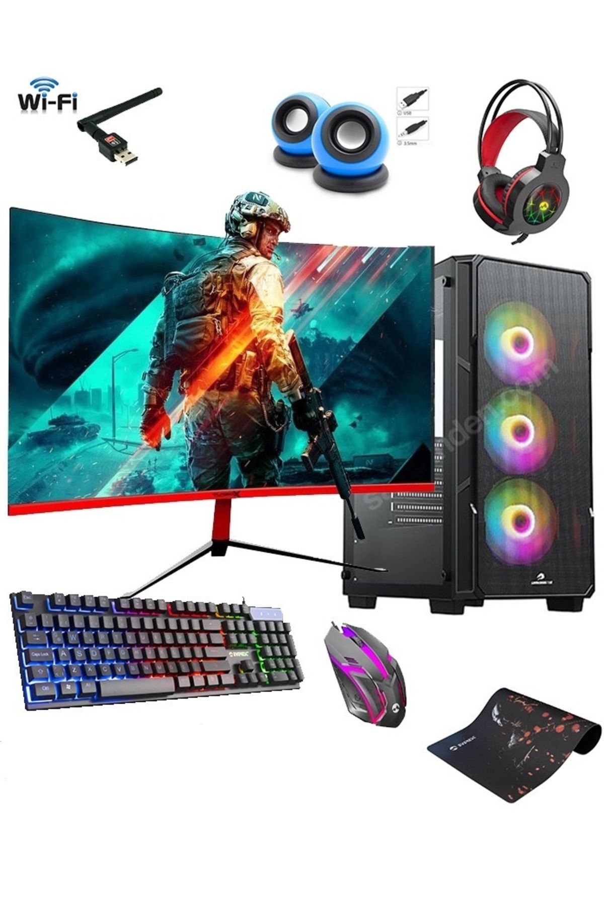 GAMEBOOSTER X1 Ryzen 5 3600 8GB 256GB SSD R7 240 4GB 23.6'' 75HZ Oyuncu Masaüstü Bilgisayar Full Set Uyumlu