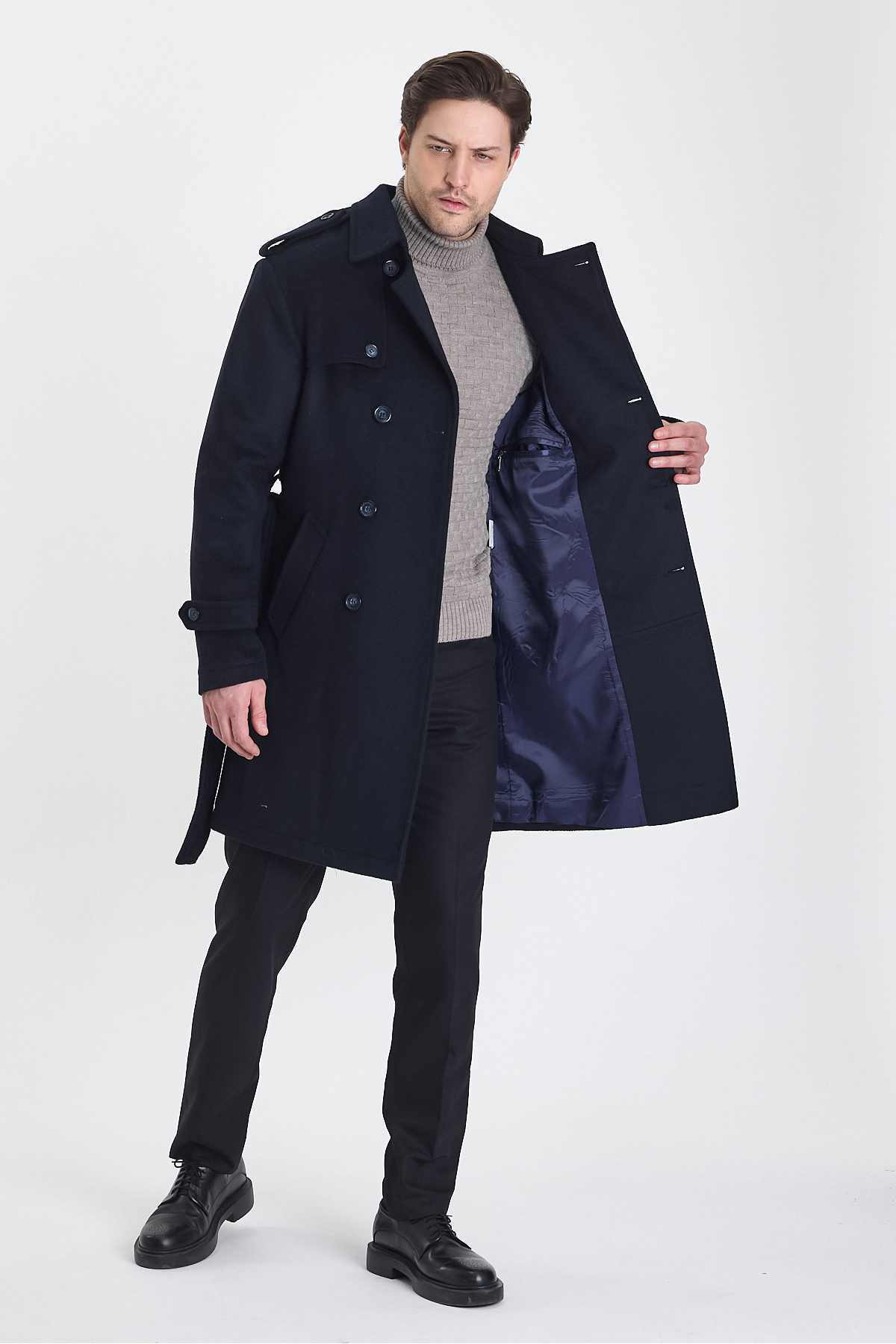 Bigart  Erkek Yün Palto / Kaban Lacivert - Görsel 3