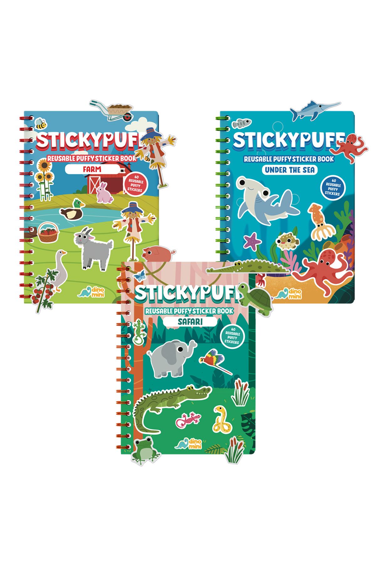 Neobebek Stickypuff Hayvanlar Seti (3 Kabartmalı Tak Çıkar Çıkartma Kitabı)