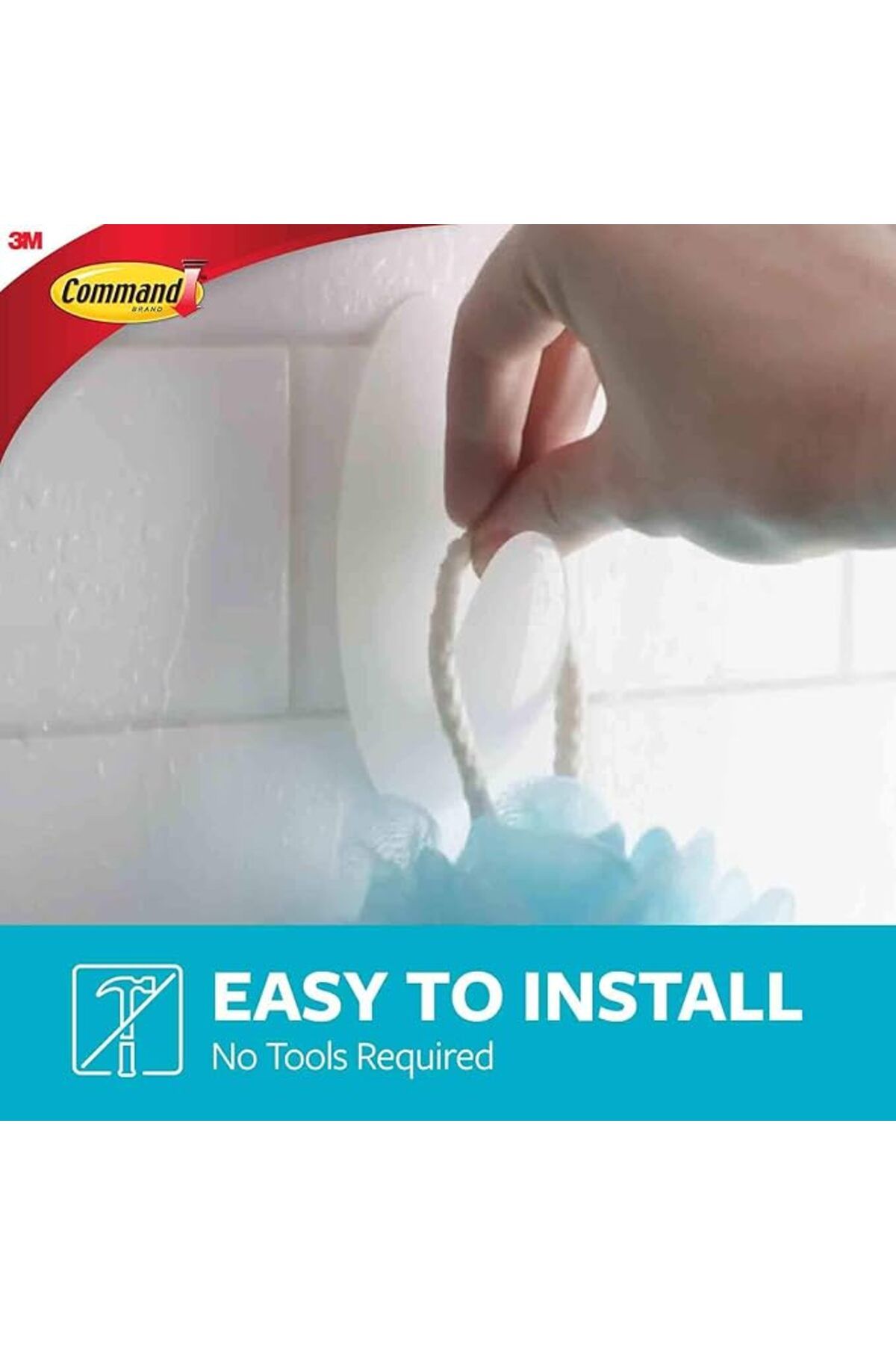 COMMAND-3M COMMAND™ TOWEL HOOK WITH WATER-RESISTANT STRIPS LARGE BATH17 CLEAR FROSTED 1HK+2S/PK 4