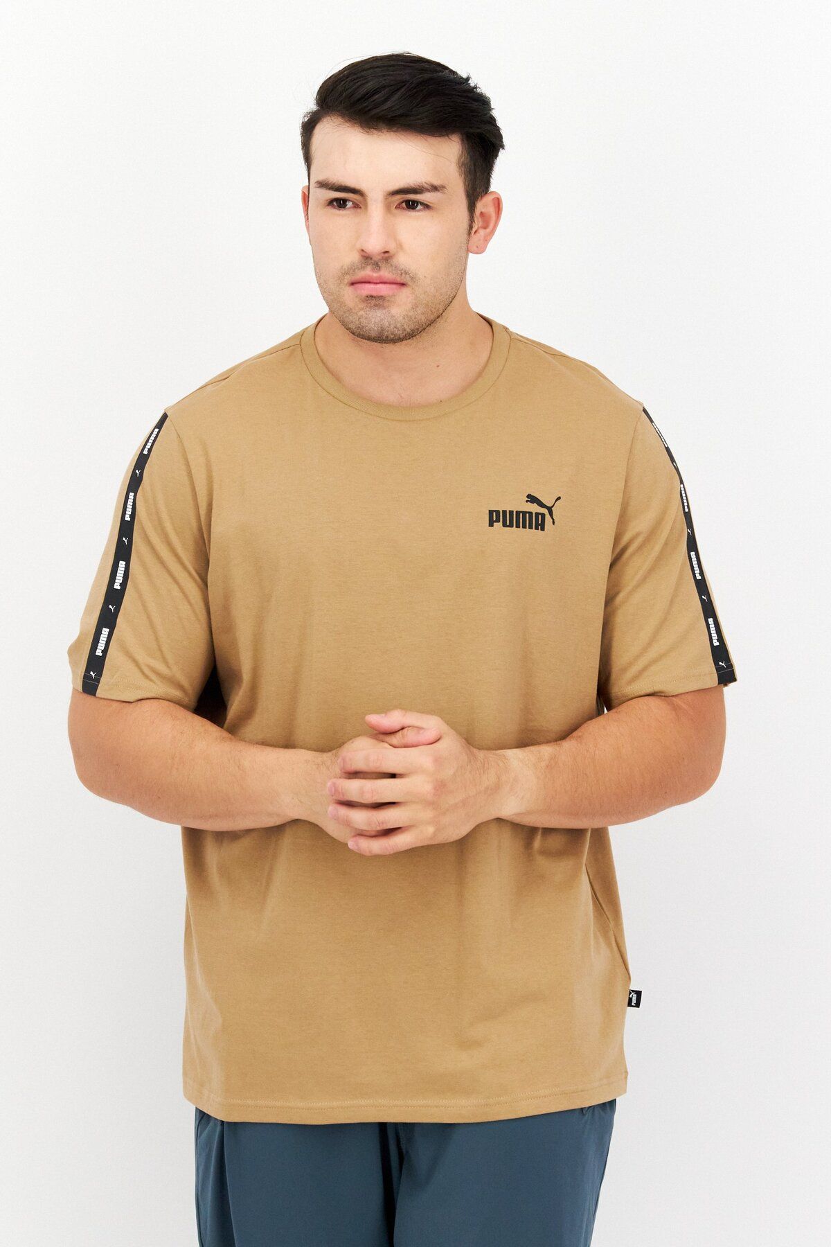 Puma-Men Sportswear Fit Brand Logo Training T-Shirt, Brown 1