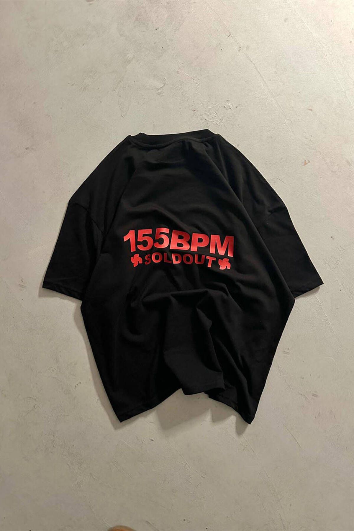 1887CLO 155BPM Baskılı Siyah Oversize Tişört