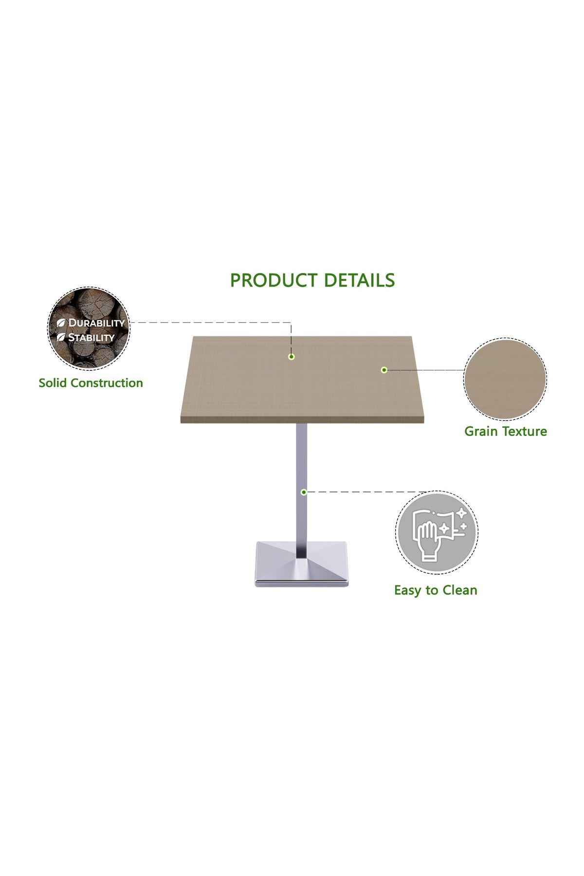 Mahmayi-Bar Table Square Base 4 Seater Cocktail Bistro Table for Pub_Linen 2