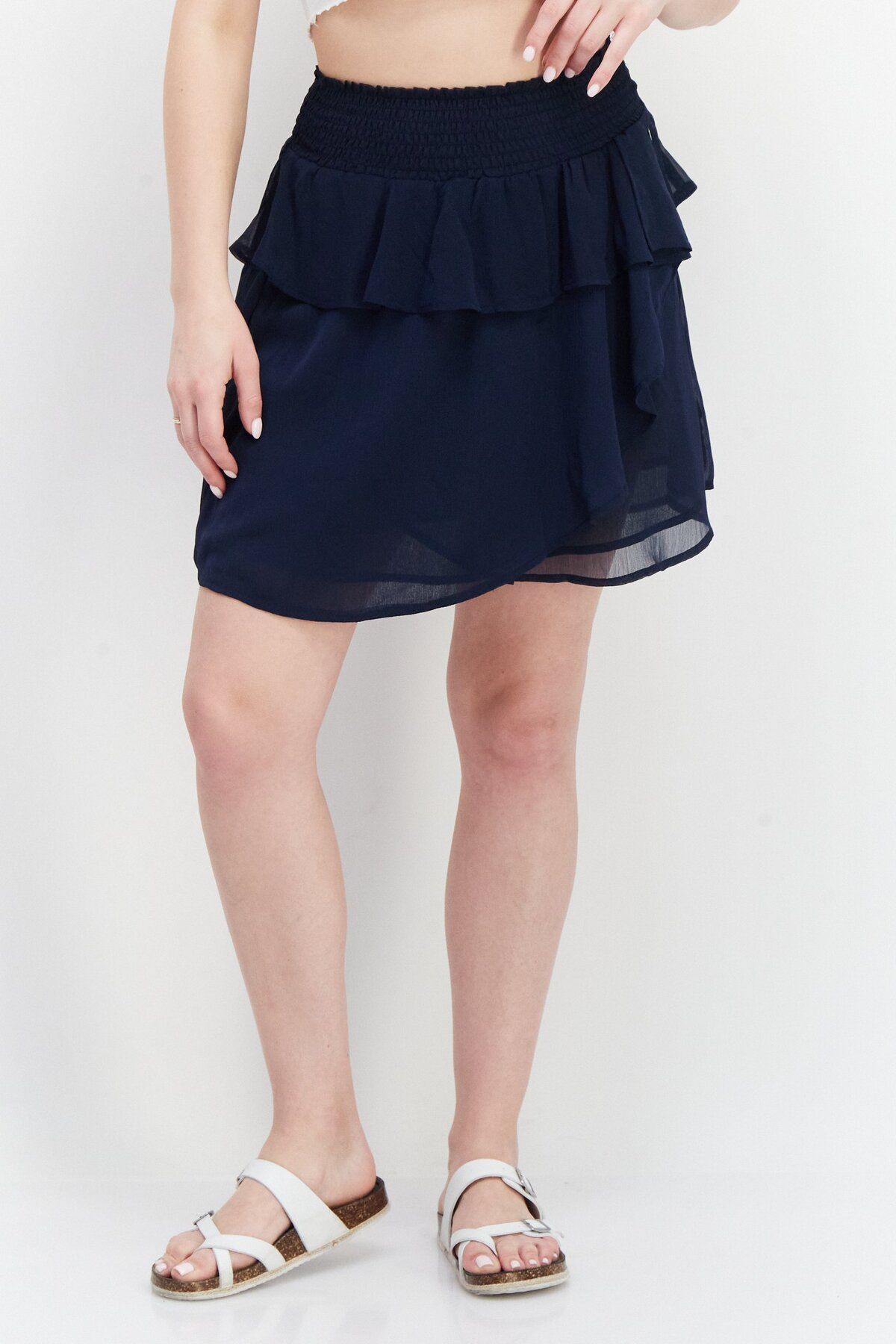 Pepe Jeans-Women Plain Mini Skirts, Navy 1