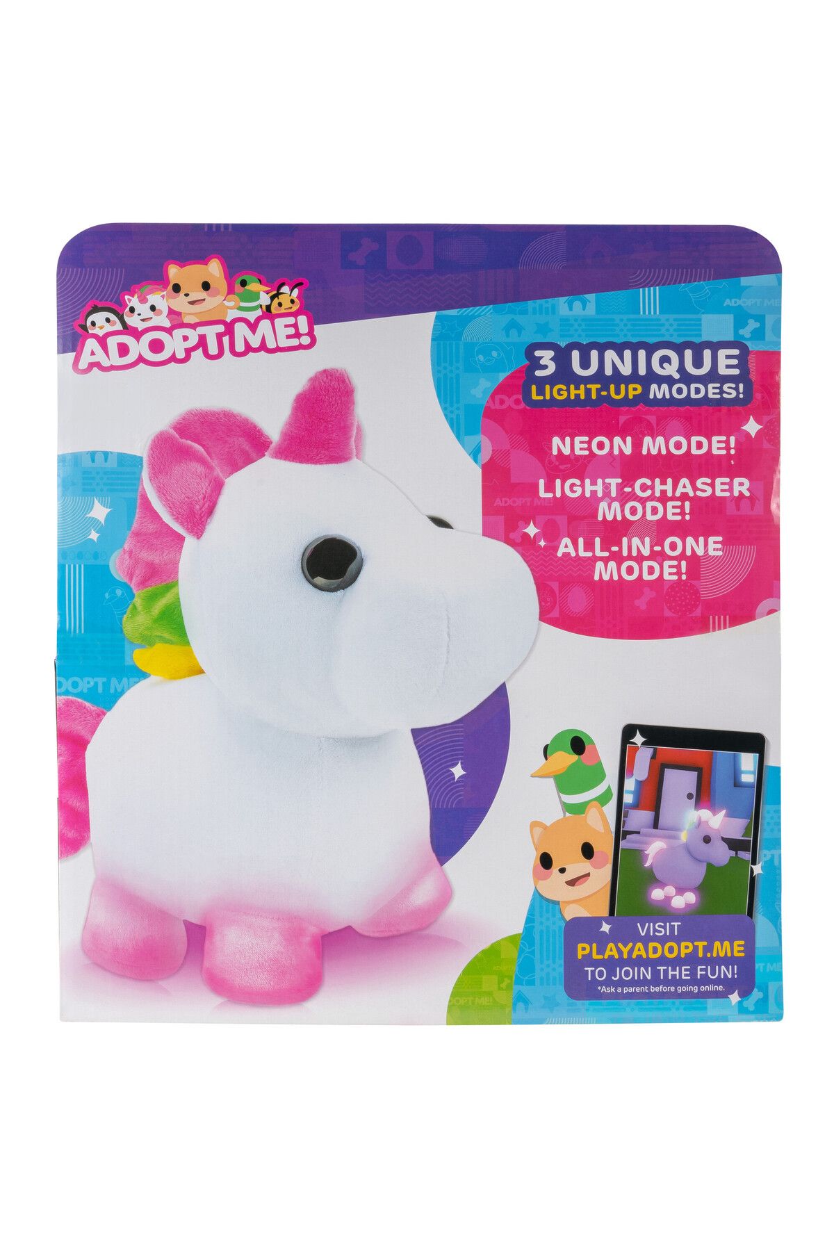 Adopt Me-Plush Neon Unicorn 12-Inches, Battery Operated 6