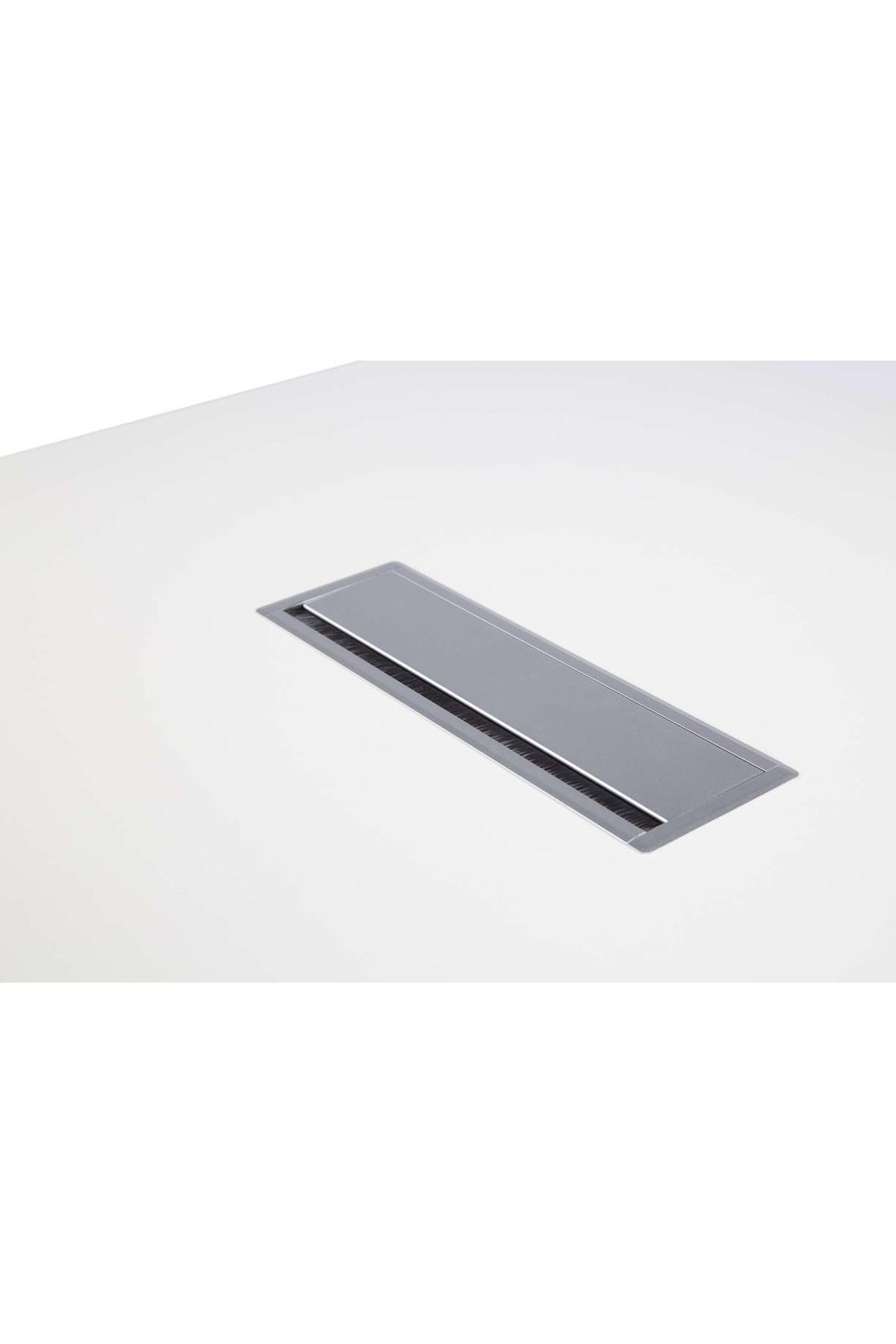 Mahmayi-Projekt 7 Rec 120 Square Conference Table White Rectangular Desk with Aluminium Centre Cable Manager 3