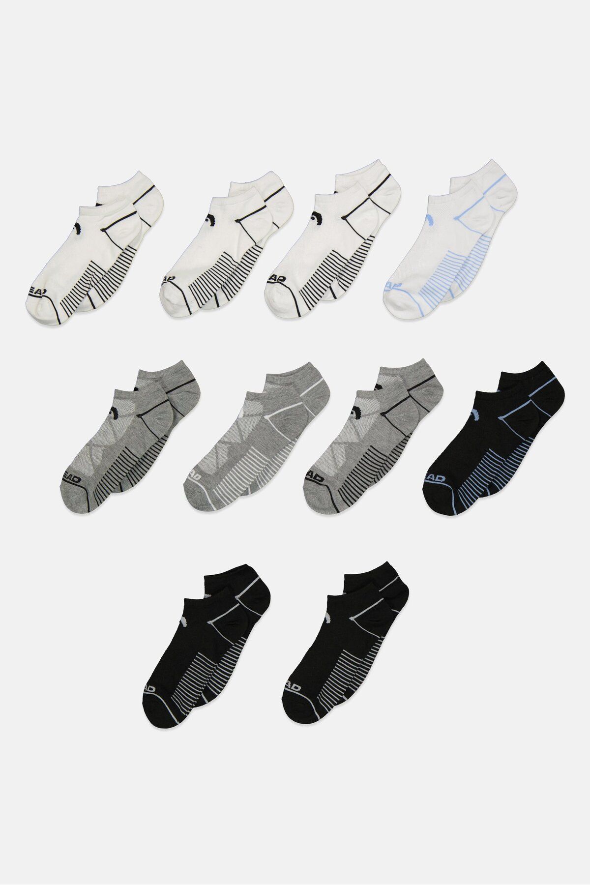 Head-Women 10 Pair Brand Logo Socks, Whit 1