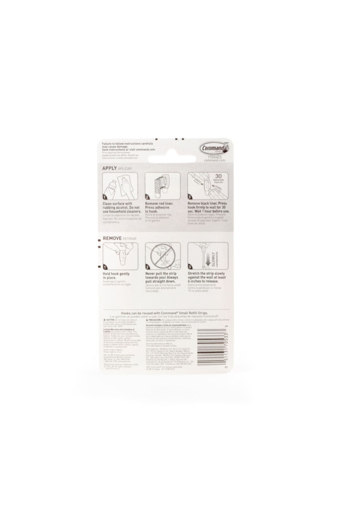 COMMAND-17006ES MINI WHITE HOOKS WITH W HITE STR 3