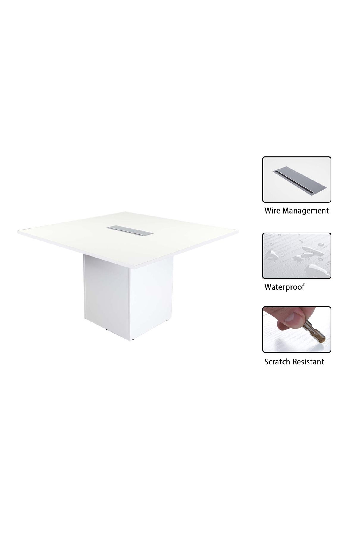 Mahmayi-Projekt 7 Rec 120 Square Conference Table White Rectangular Desk with Aluminium Centre Cable Manager 2