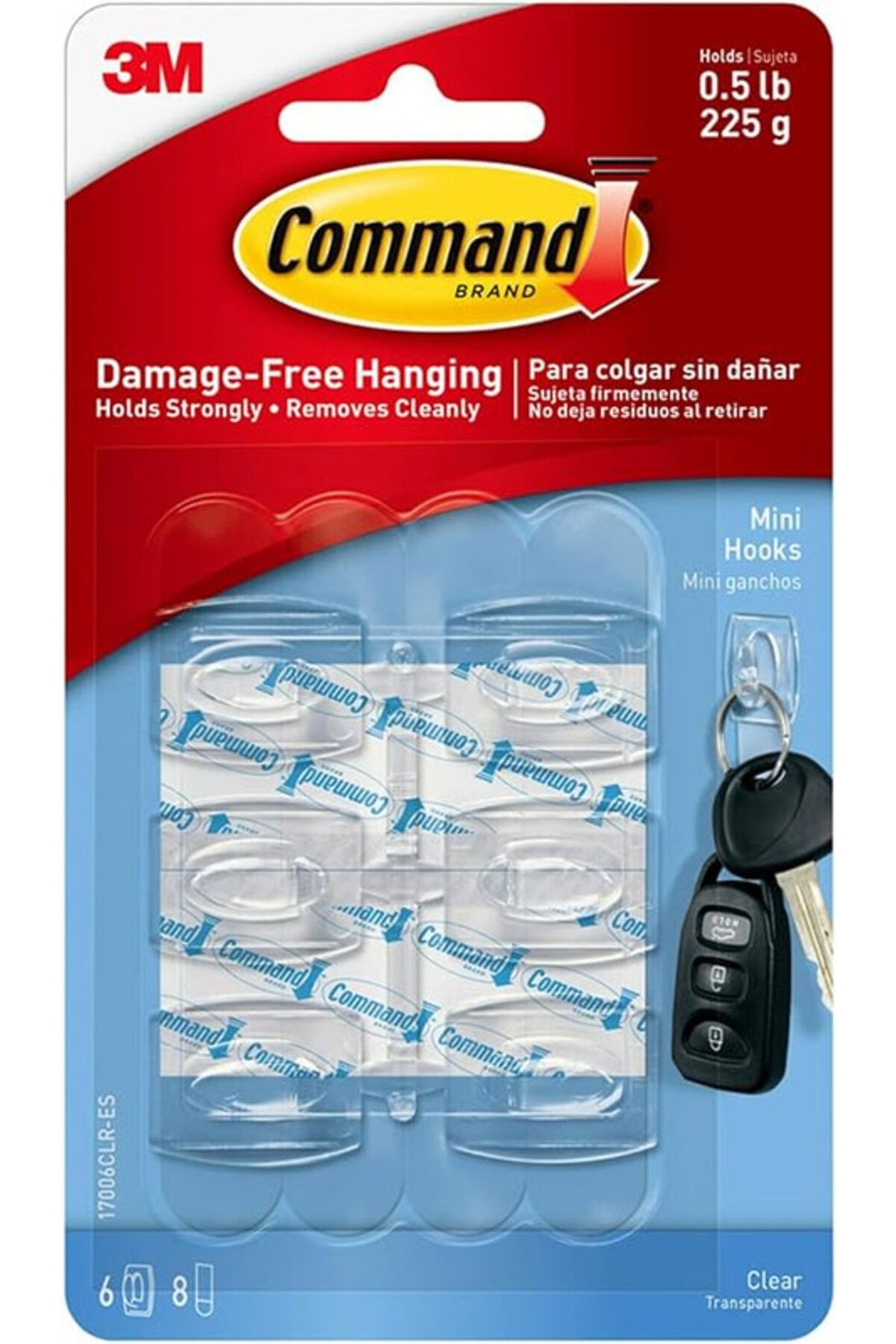 COMMAND-17006CLR-ES  MINI CLEAR HOOKS W / CLR STR 1