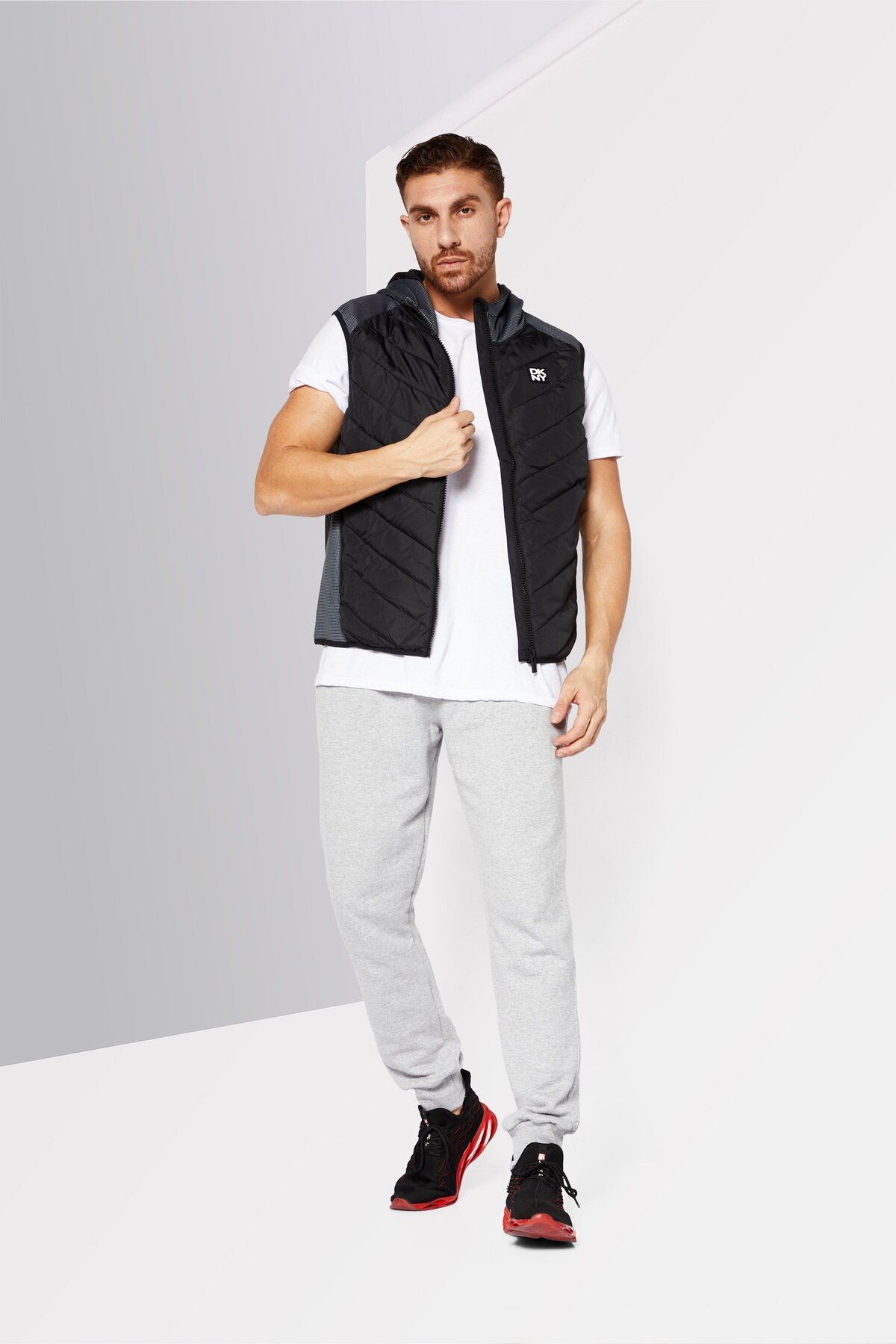 DKNY Sport-Men Sportswear Fit Sleeveless Training Vest, Black Combo 2