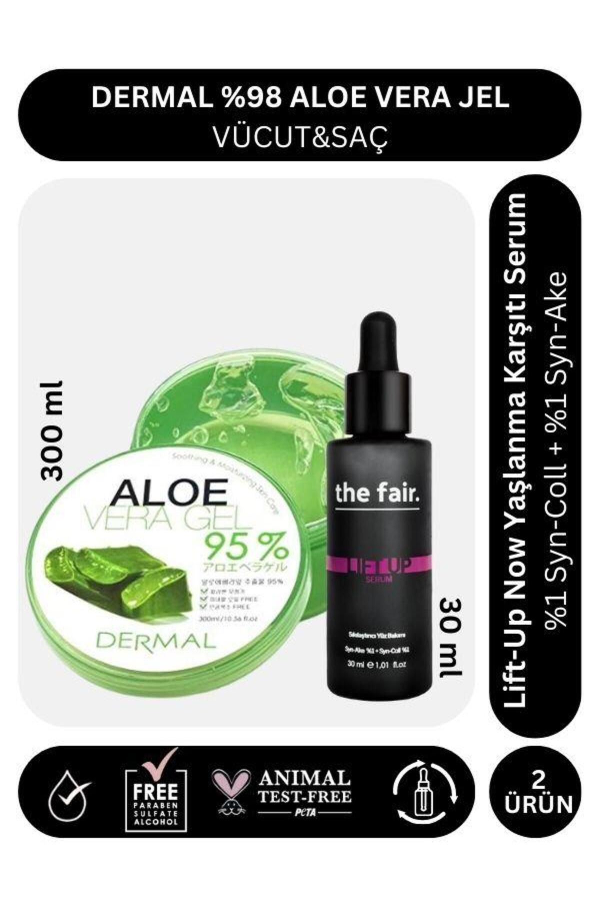 the fair. Dermal %98 Aloe Vera Jel Saç Cilt ve Vücut için Nemlendirici 300 ml ve the fair. Lift up 30 ml Serum