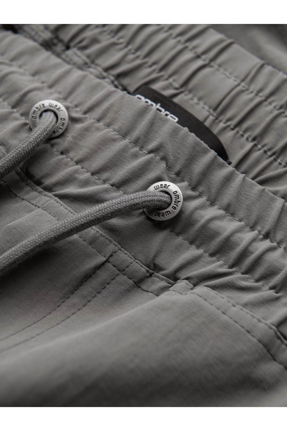 OMBRE-Men's jogger pants with cargo pockets and print - gray V4 OM-PAJO-0200 L 7