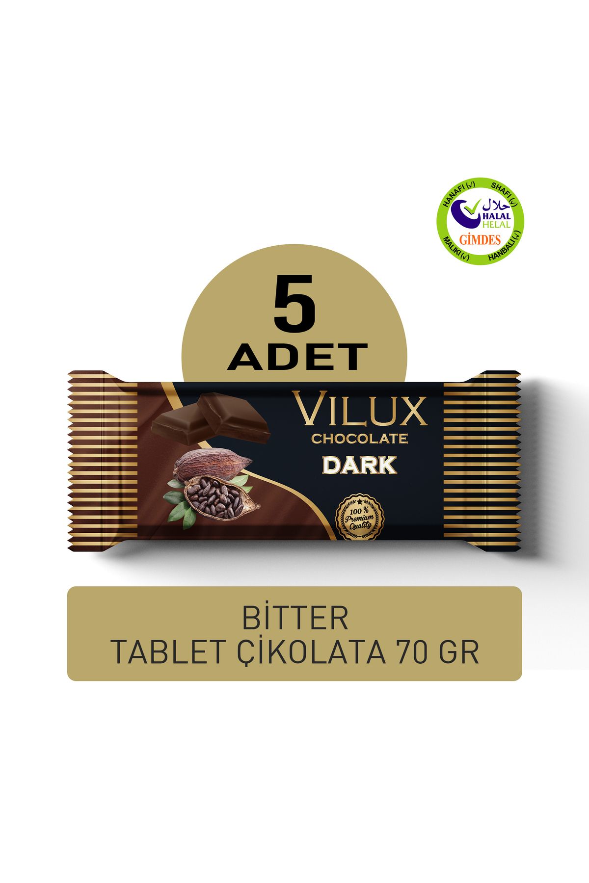 Vilux Bitter Tablet Çikolata 70gr (5 ADET)