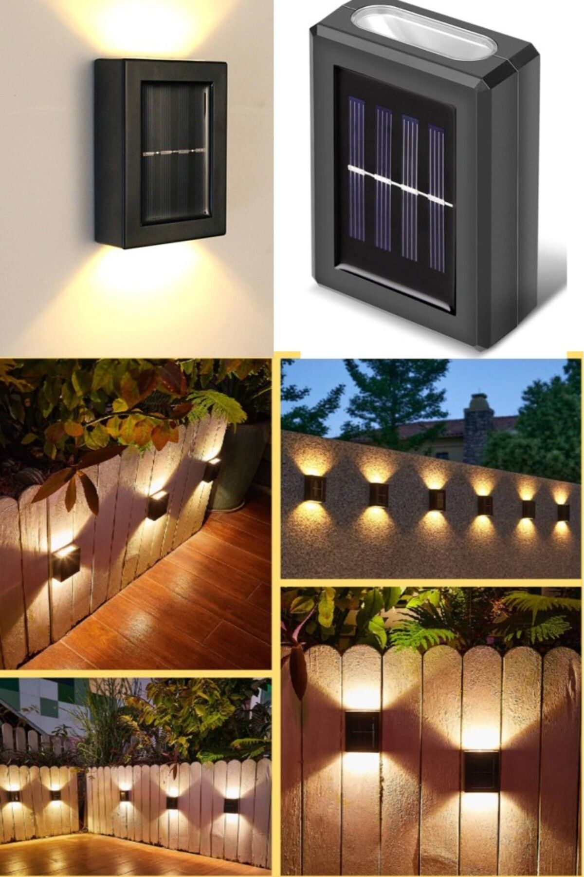 Çift Taraflı LED Solar Güneş Enerjili Oda Koridor Duvar Merdiven Korkuluk Balkon Bahçe Lambası Fener