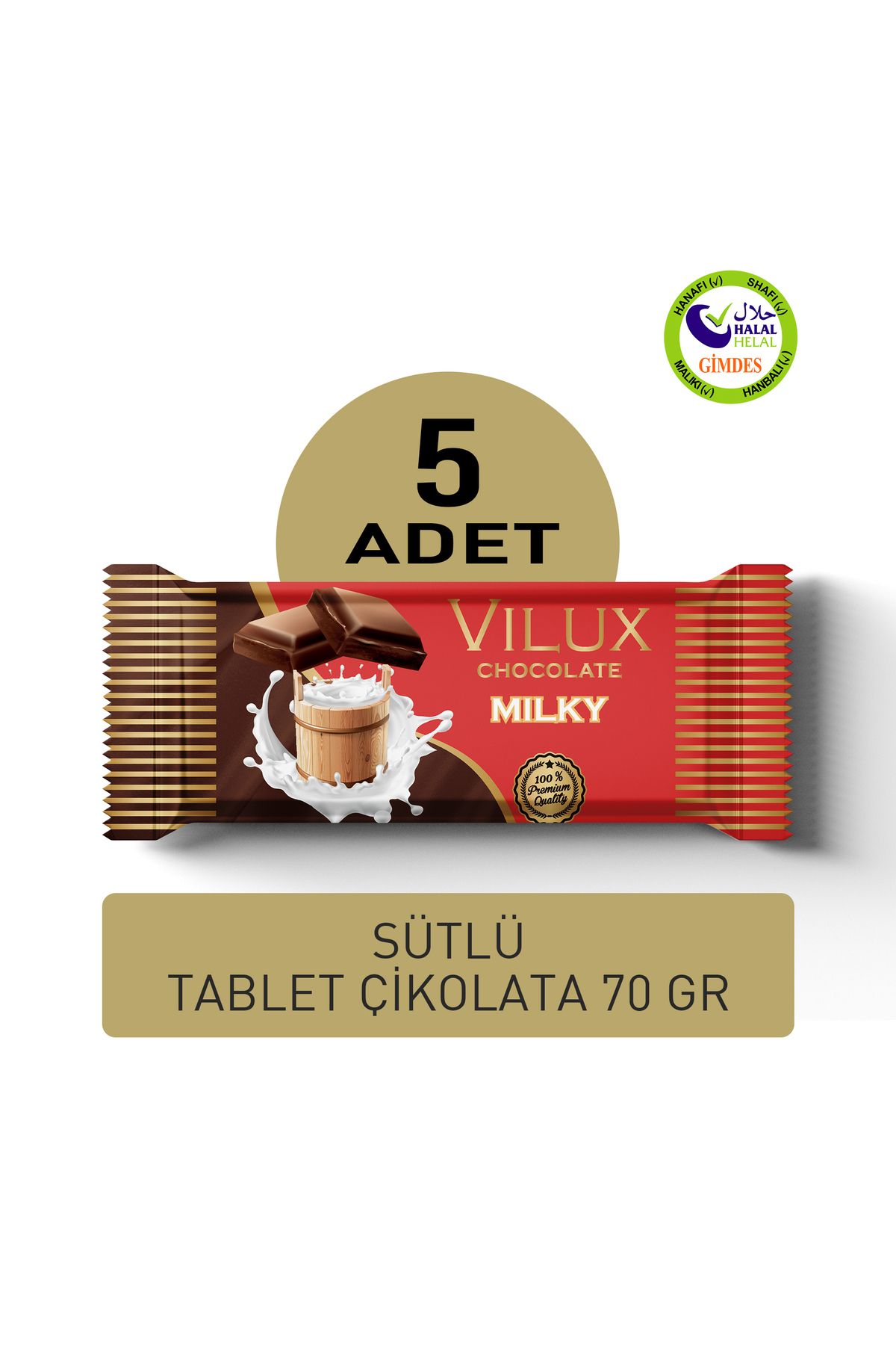 Vilux Sütlü Tablet Çikolata 70gr (5 ADET)