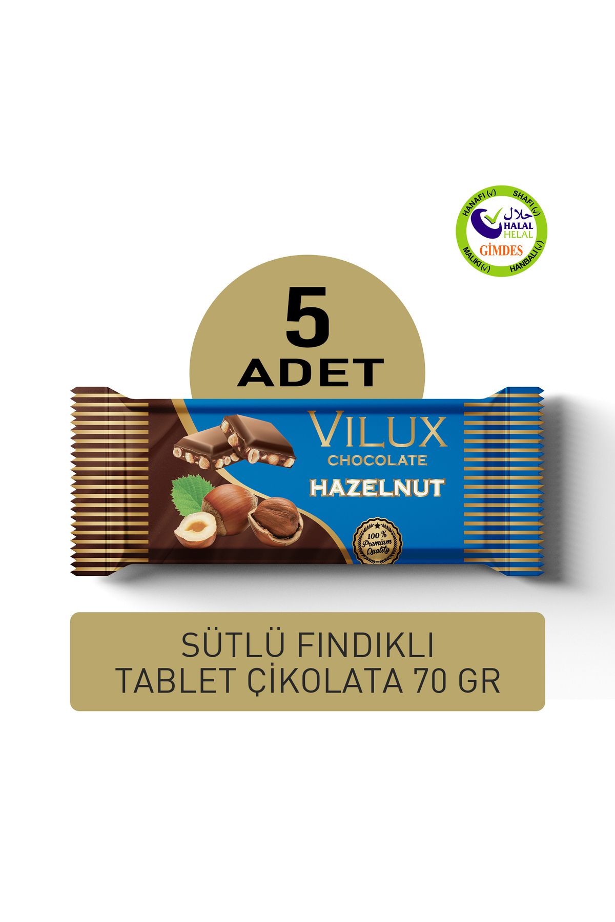 Vilux Sütlü Fındıklı Tablet Çikolata 70gr (5 ADET)