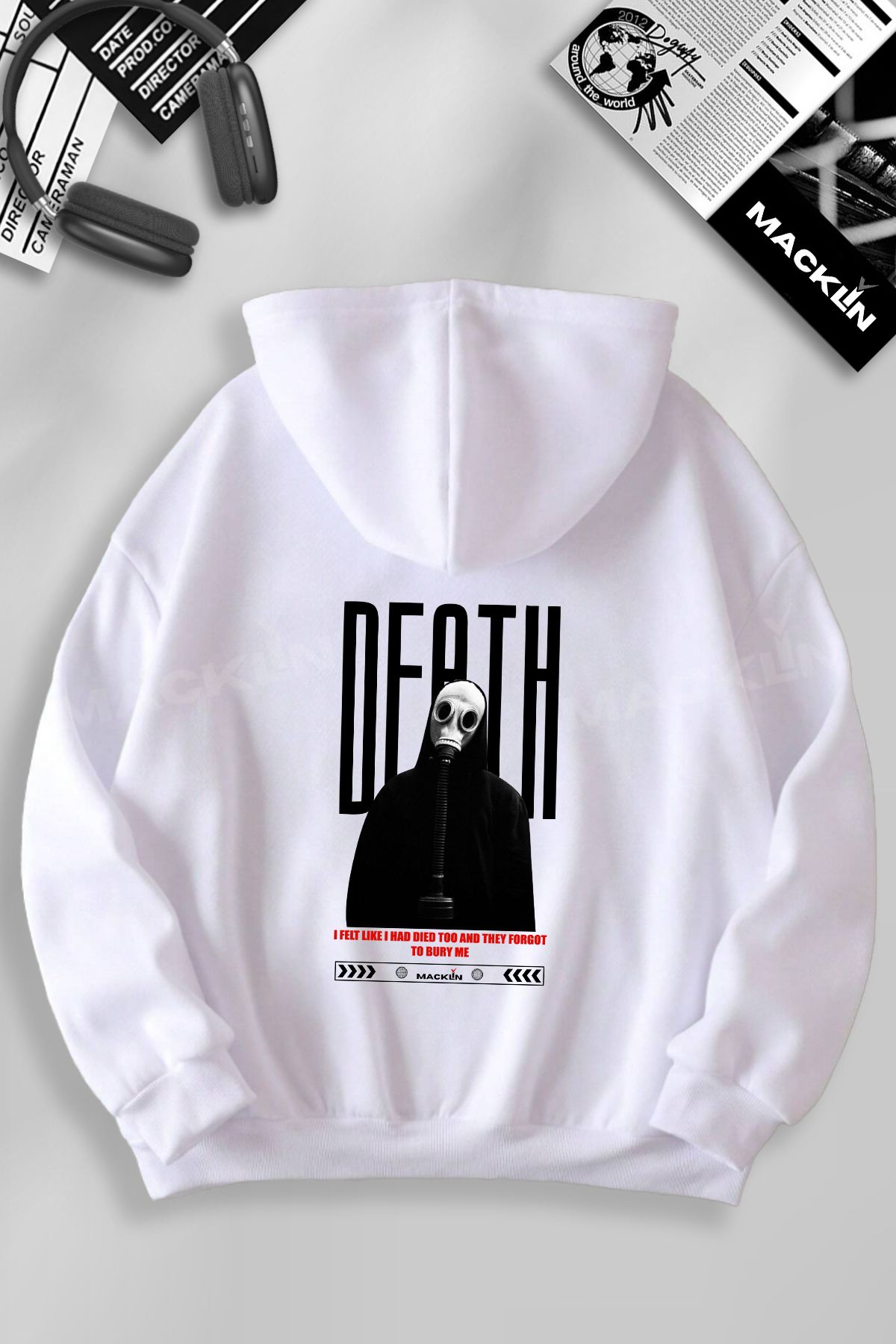 darkopia Unisex Kadın Erkek Death Baskılı Kapüşonlu Basic Sweatshirt