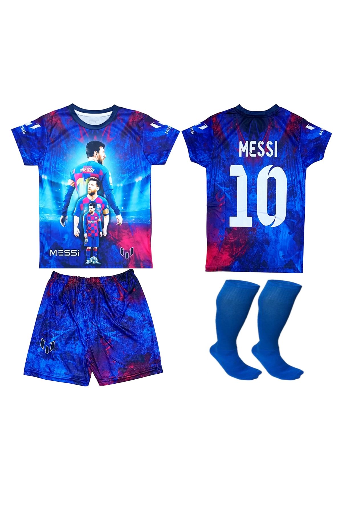 HNsport-Set de 3 șosete pantaloni scurți din Jersey Messi pentru copii 1