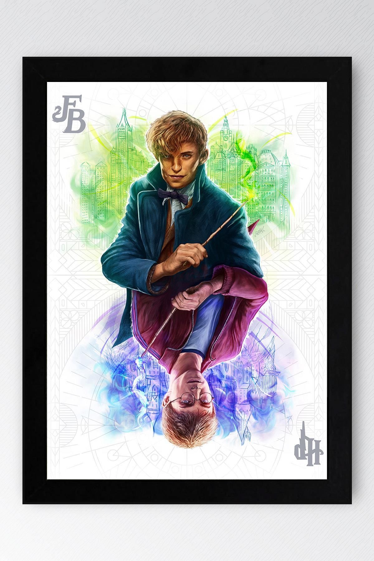 Saturn Harry Potter ve Newt Scamander Çerçeveli Tablo - Film Posteri Tablo