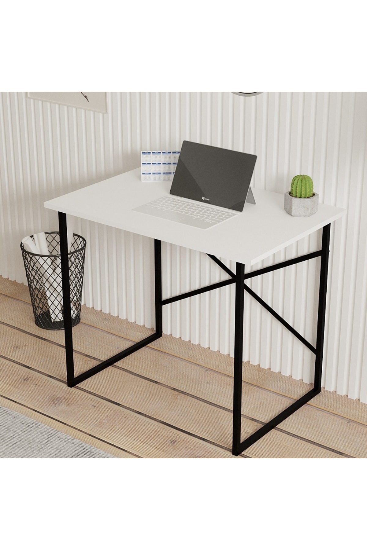 HOMS-Birou stil industrial Coby culoare alb, metal/pal, 90 cm 1