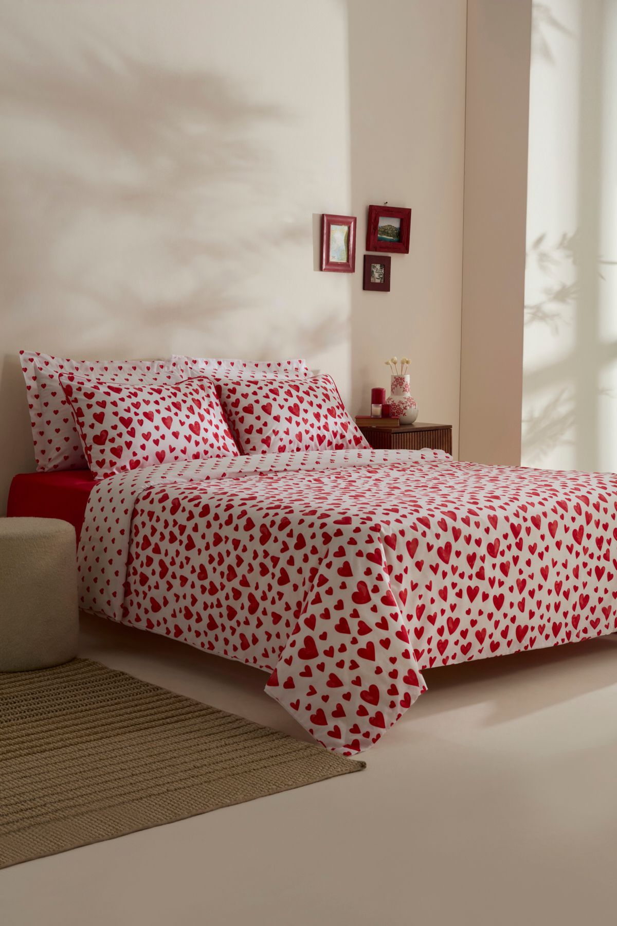 Karaca Home-Amour Bliss Red Double 100% Cotton Bedding Set 2